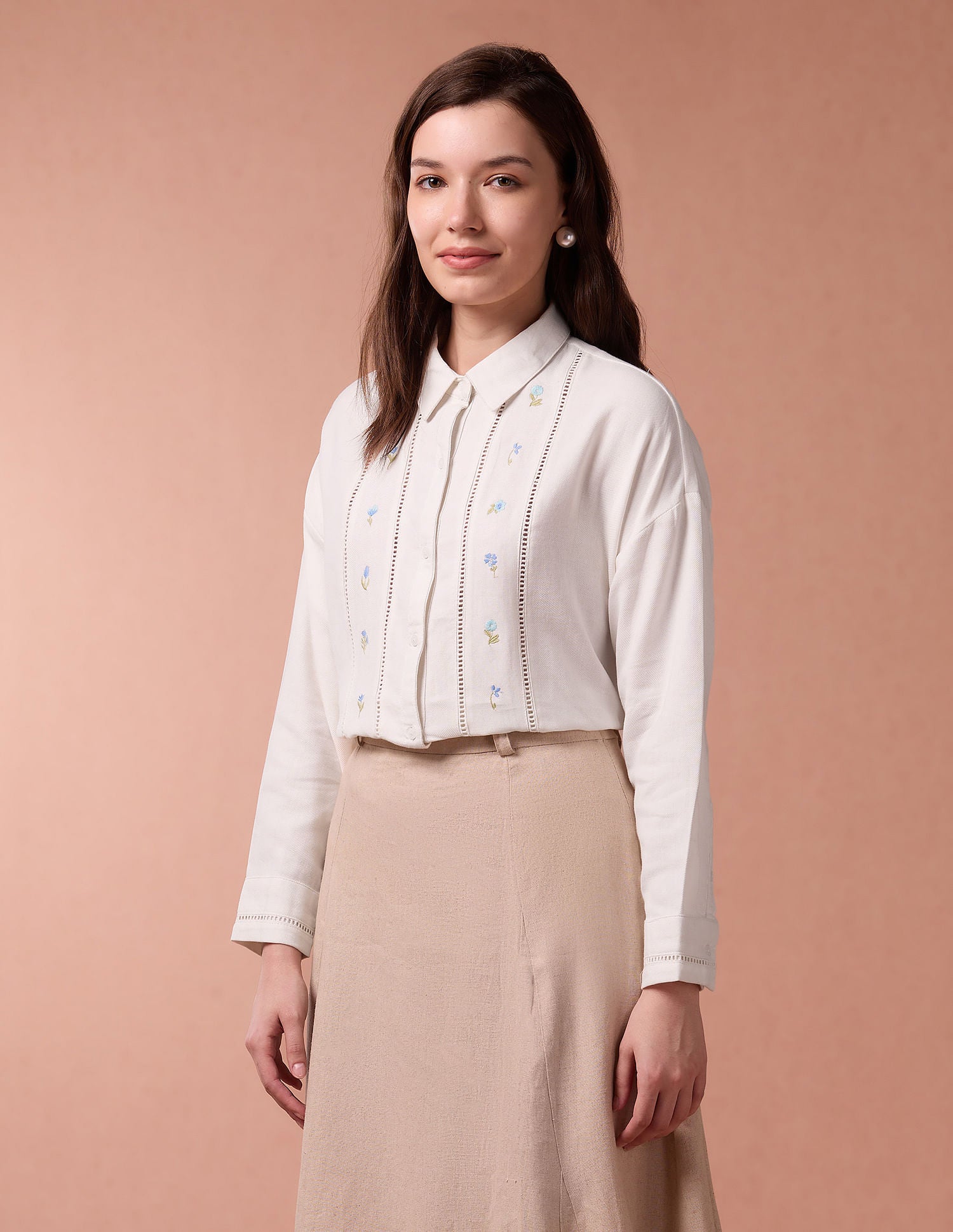 Embroidery Ladder Lace  Shirt White - U.S. POLO ASSN. | Large