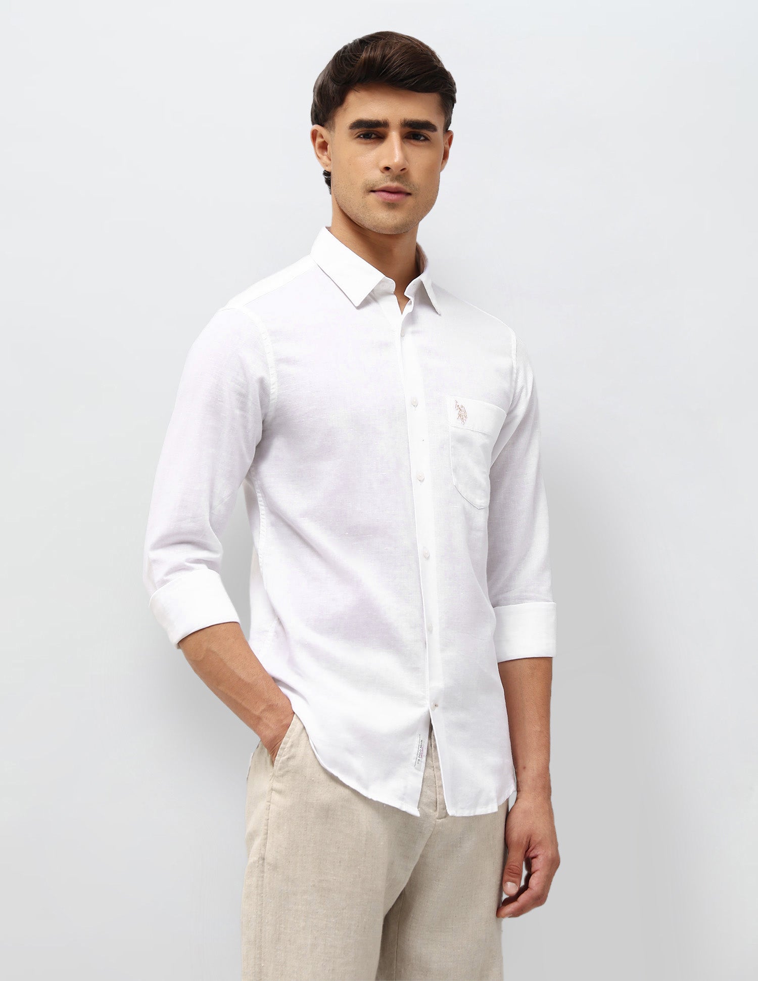 Solid Tailored Fit Shirt White - U.S. POLO ASSN. | Large