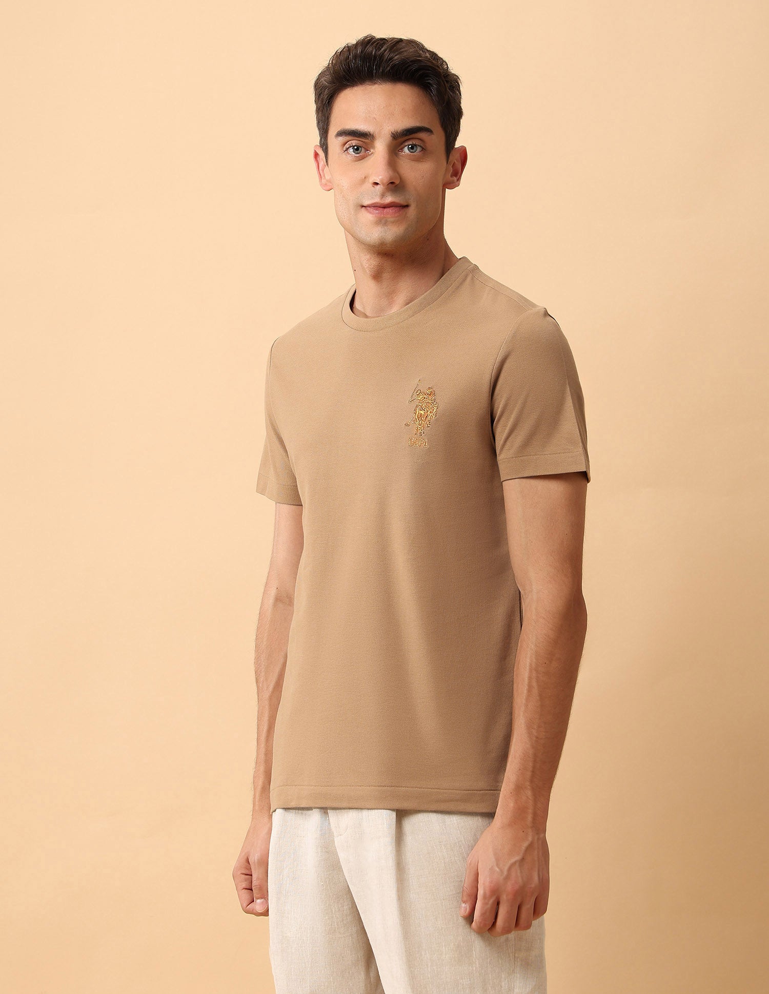 Pacho X Slim Fit Pure Cotton T-Shirt Light Yellow - U.S. POLO ASSN. | Large