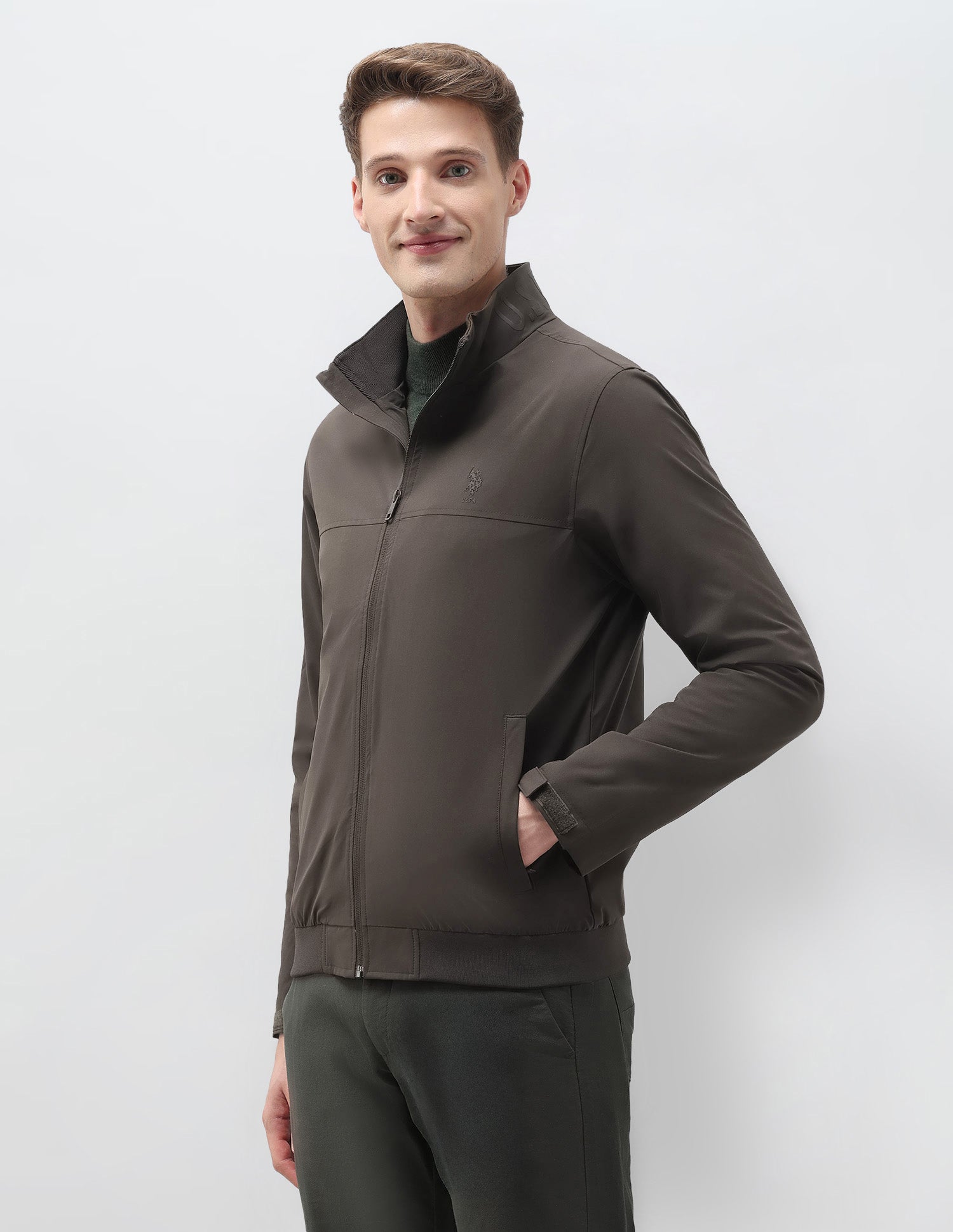 Regular Fit Solid Casual Jacket Choco - U.S. Polo Assn. India | Large