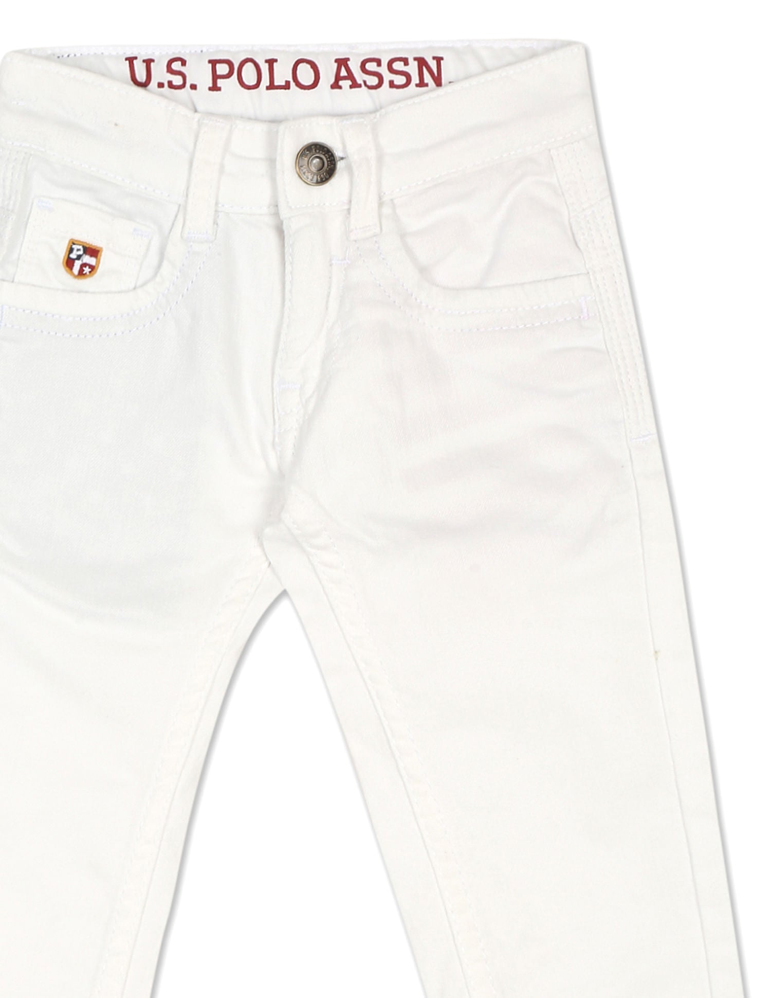 Mid Rise Solid Jeans White - U.S. Polo Assn. India | Large