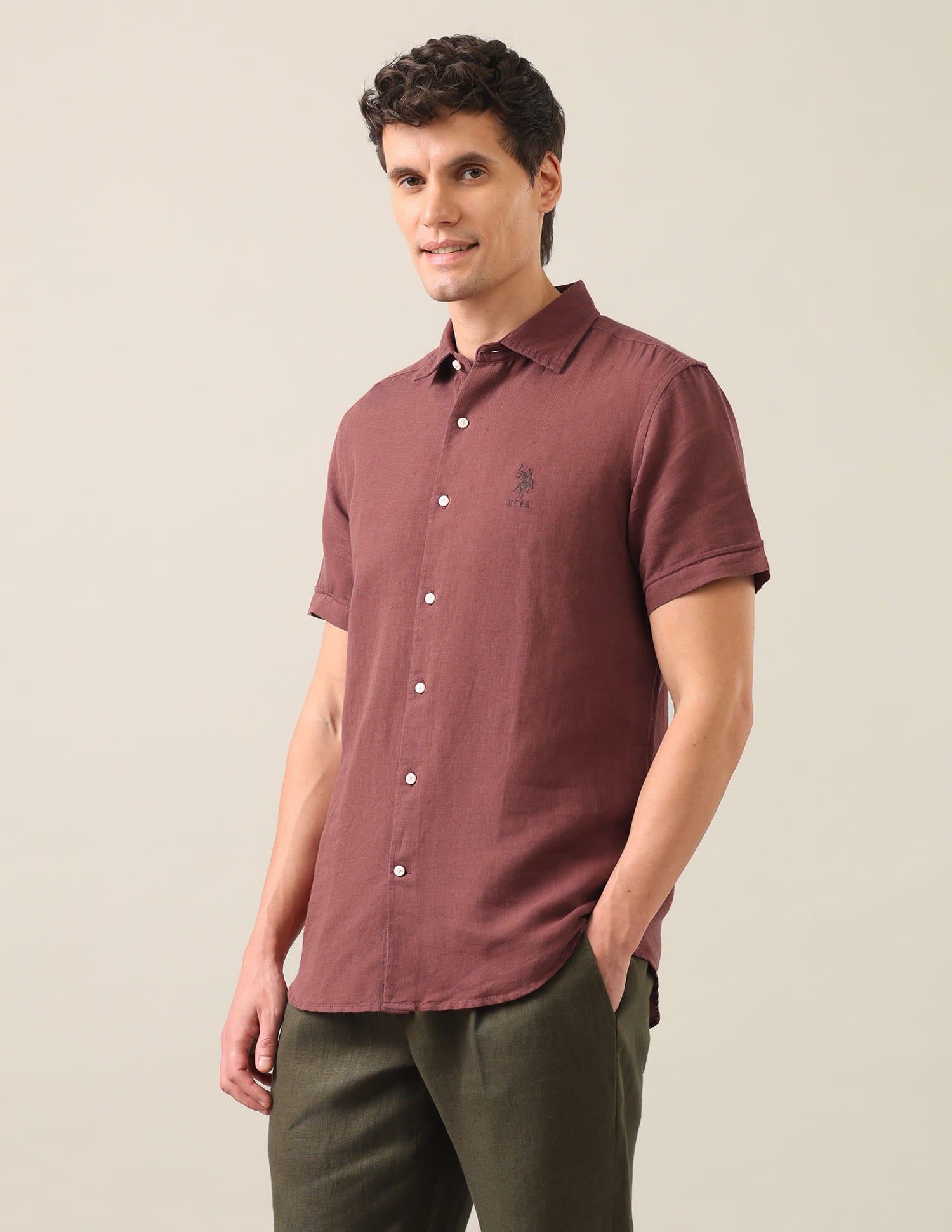 Solid Regular Fit Shirt Rust - U.S. Polo Assn. India | Large