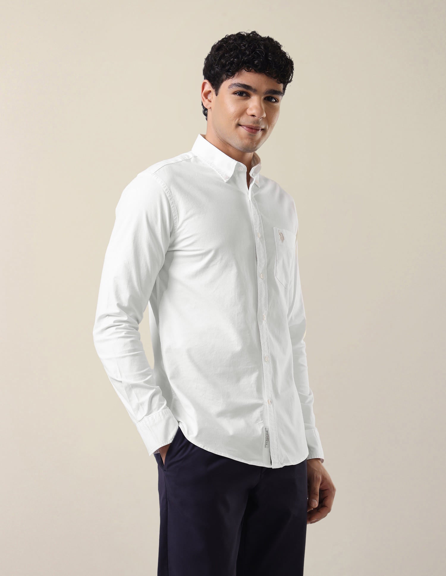 Tailored Fit Oxford Shirt White - U.S. Polo Assn. India | Large
