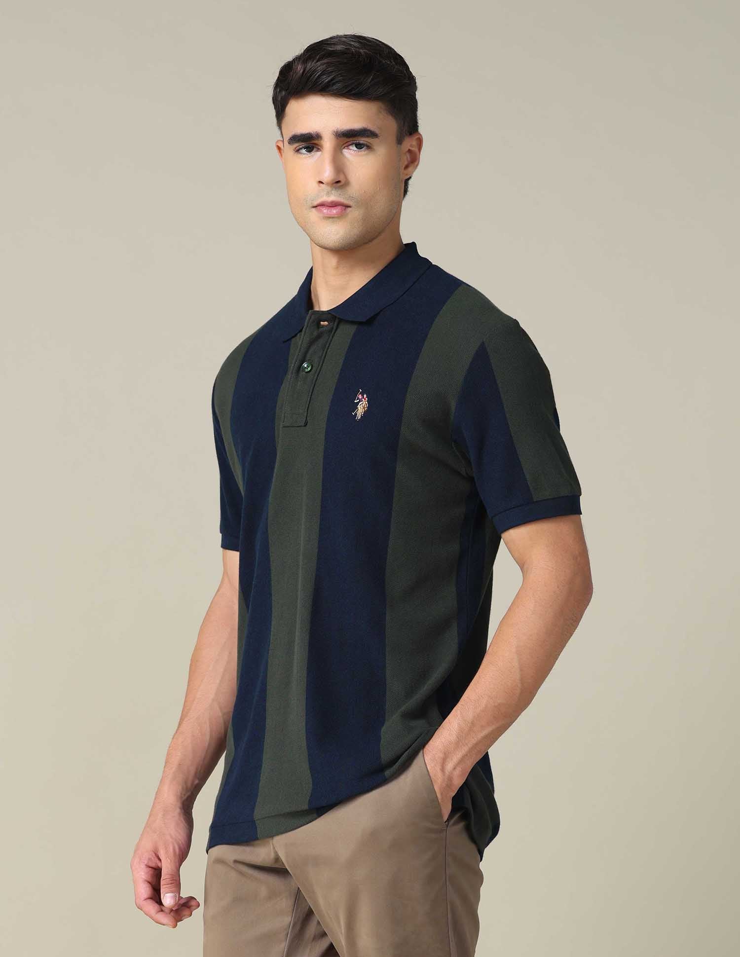 Vertical Striped Muscle Fit Polo Shirt Navy - U.S. POLO ASSN. | Large