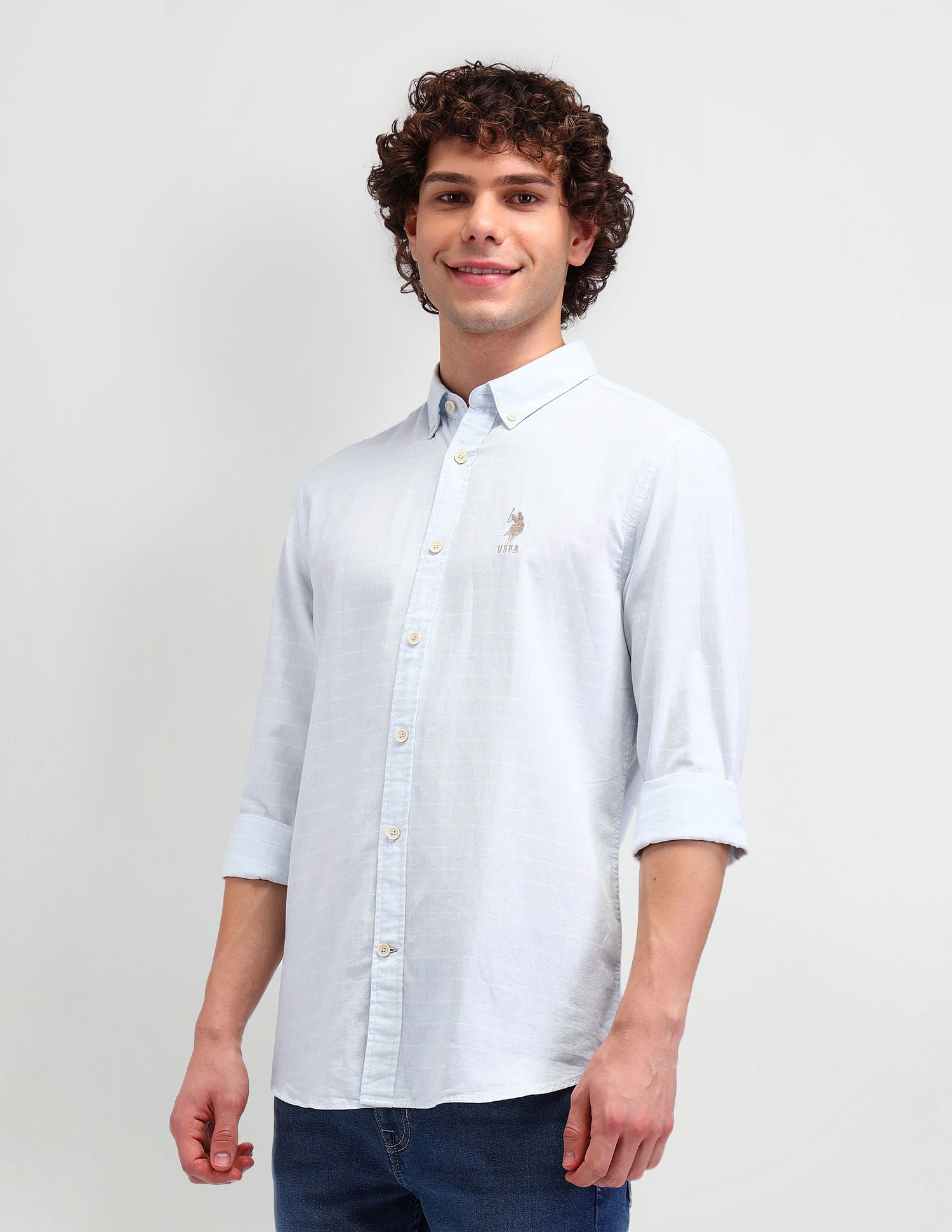 Slim Fit Button Down Shirt Lt. Blue - U.S. Polo Assn. India | Large