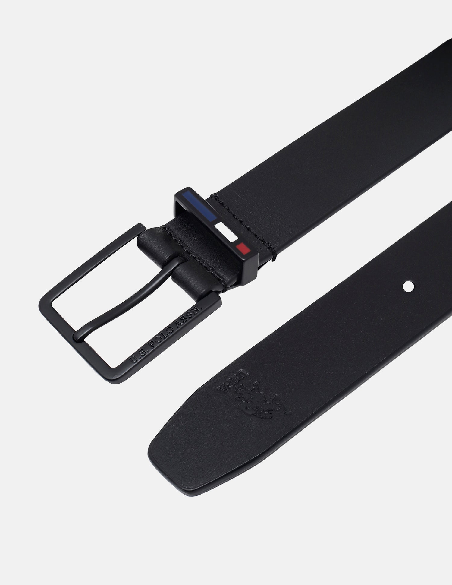 Men Black Trento Solid Leather Belt Black - U.S. Polo Assn. India | Large