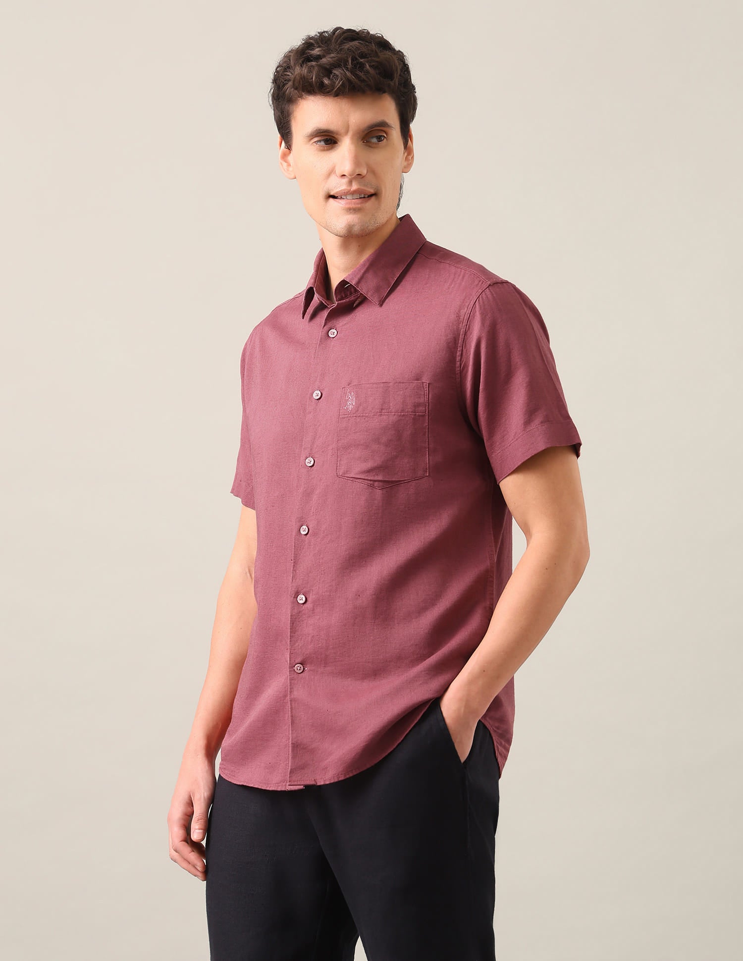 Solid Tailored Fit Shirt Red - U.S. Polo Assn. India | Large