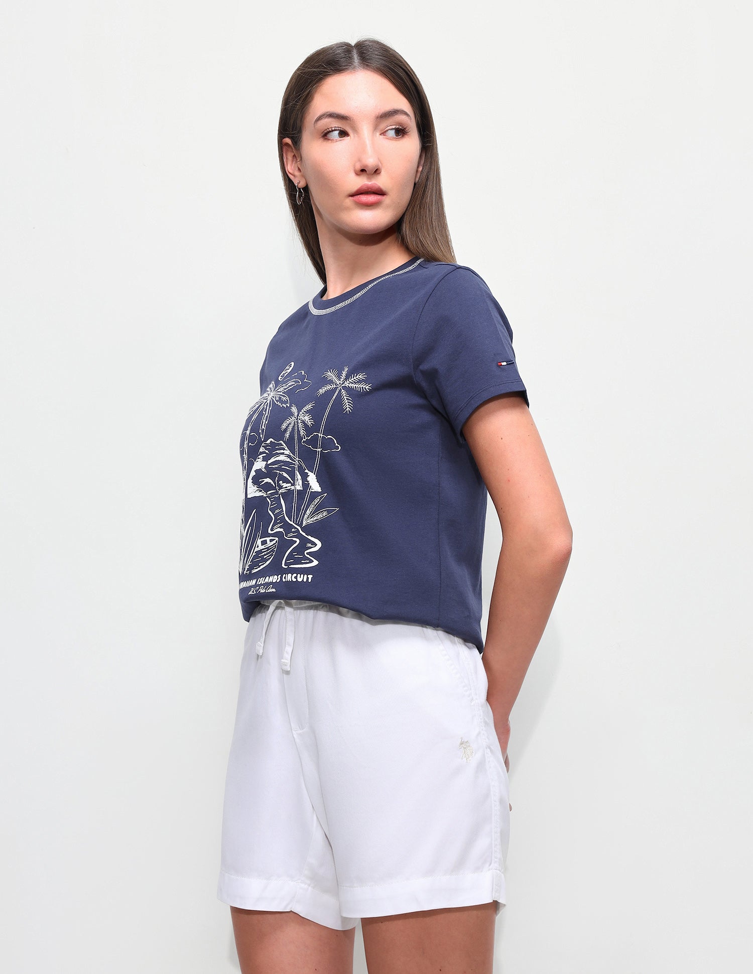 Digital Graphic Printed Regular Fit T-Shirt Navy - U.S. Polo Assn. India | Large