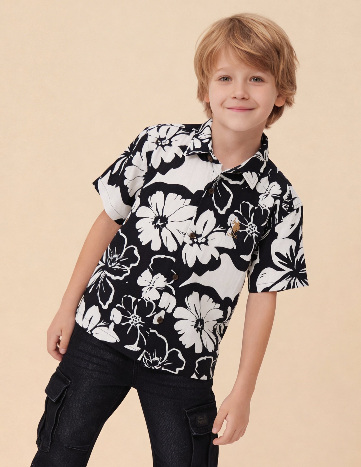 Floral Printed Boxy Fit Shirt Navy - U.S. Polo Assn. India | Large