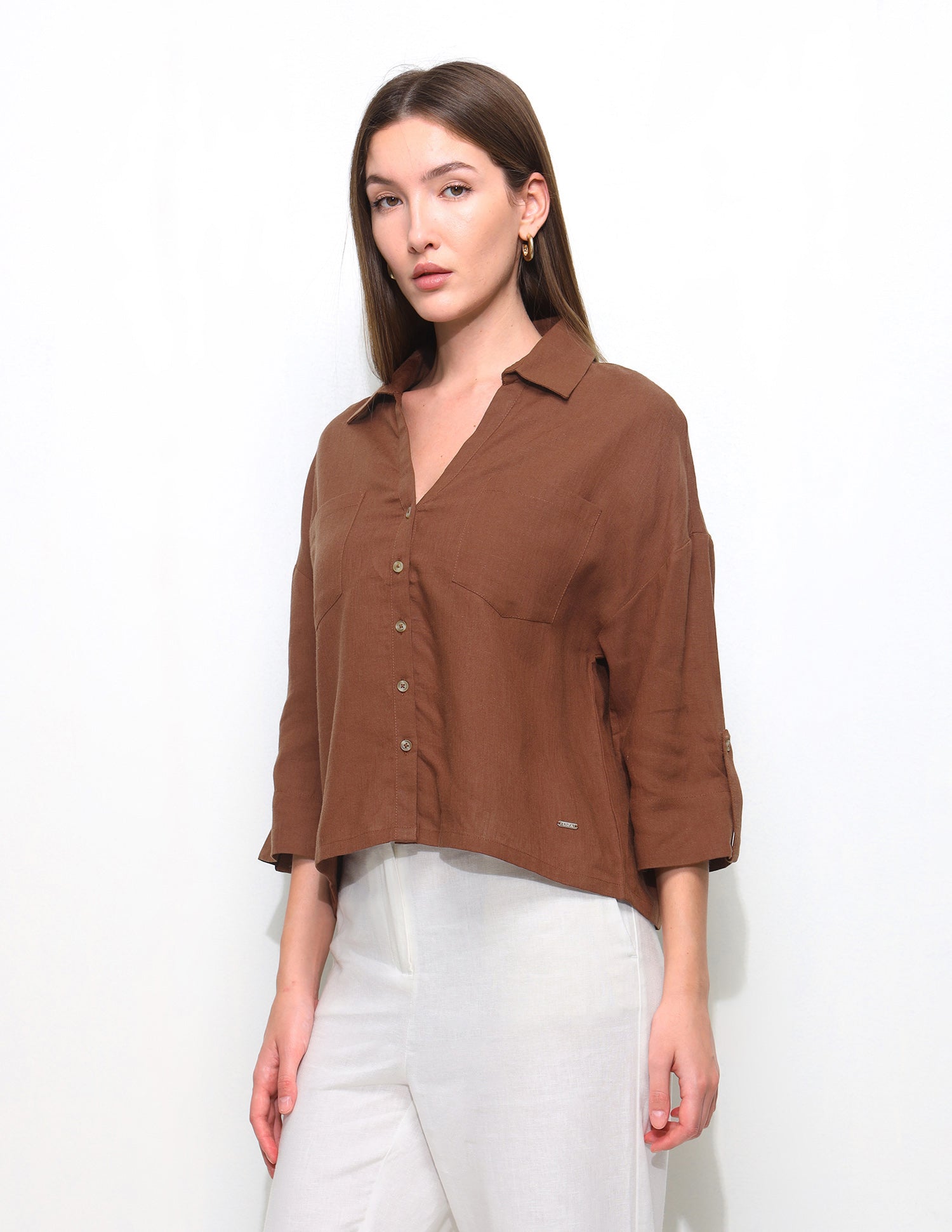 Oversized Fit Drop Shoulder Shirt Brown - U.S. Polo Assn. India | Large