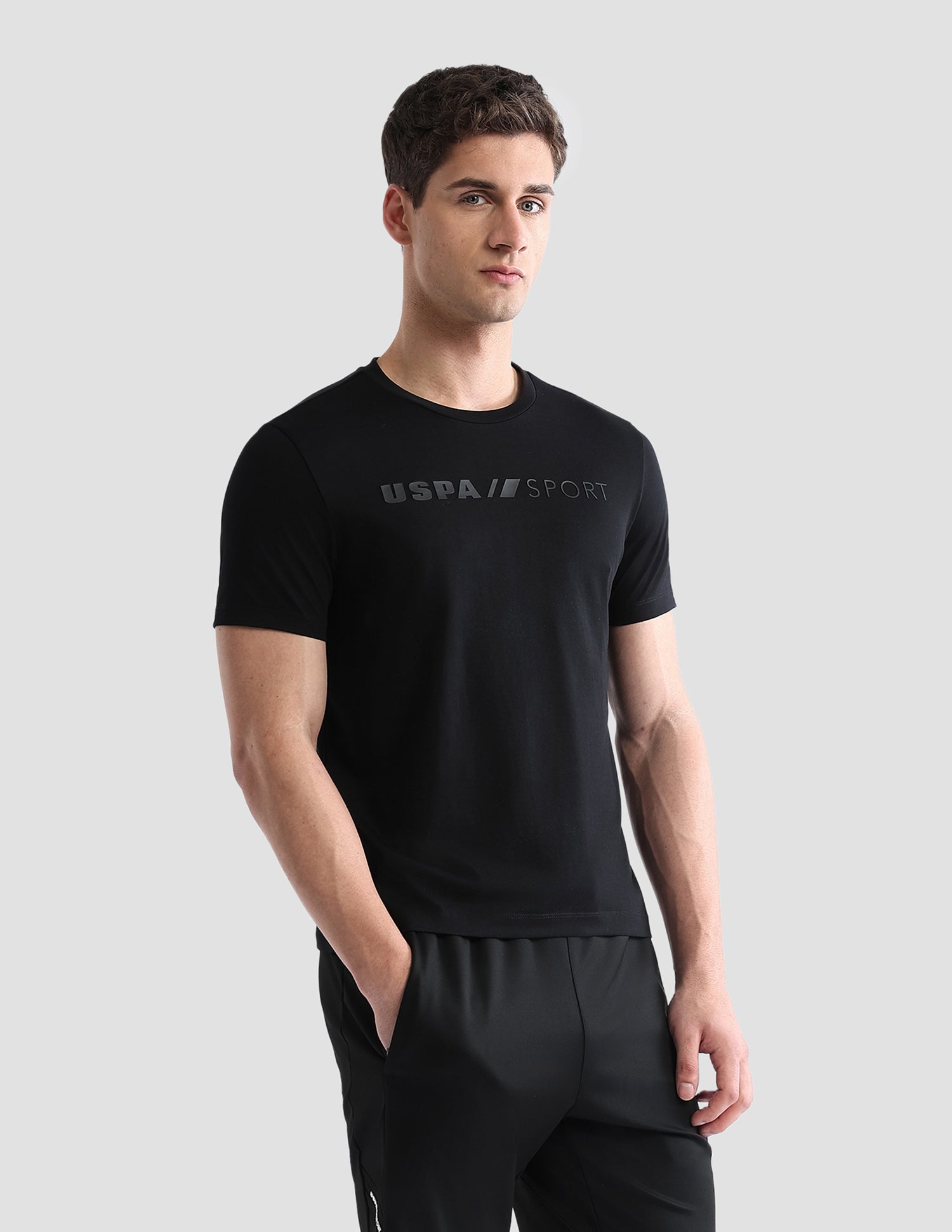 Brand Embossed Regular Fit Active T-Shirt Black - U.S. POLO ASSN. | Large