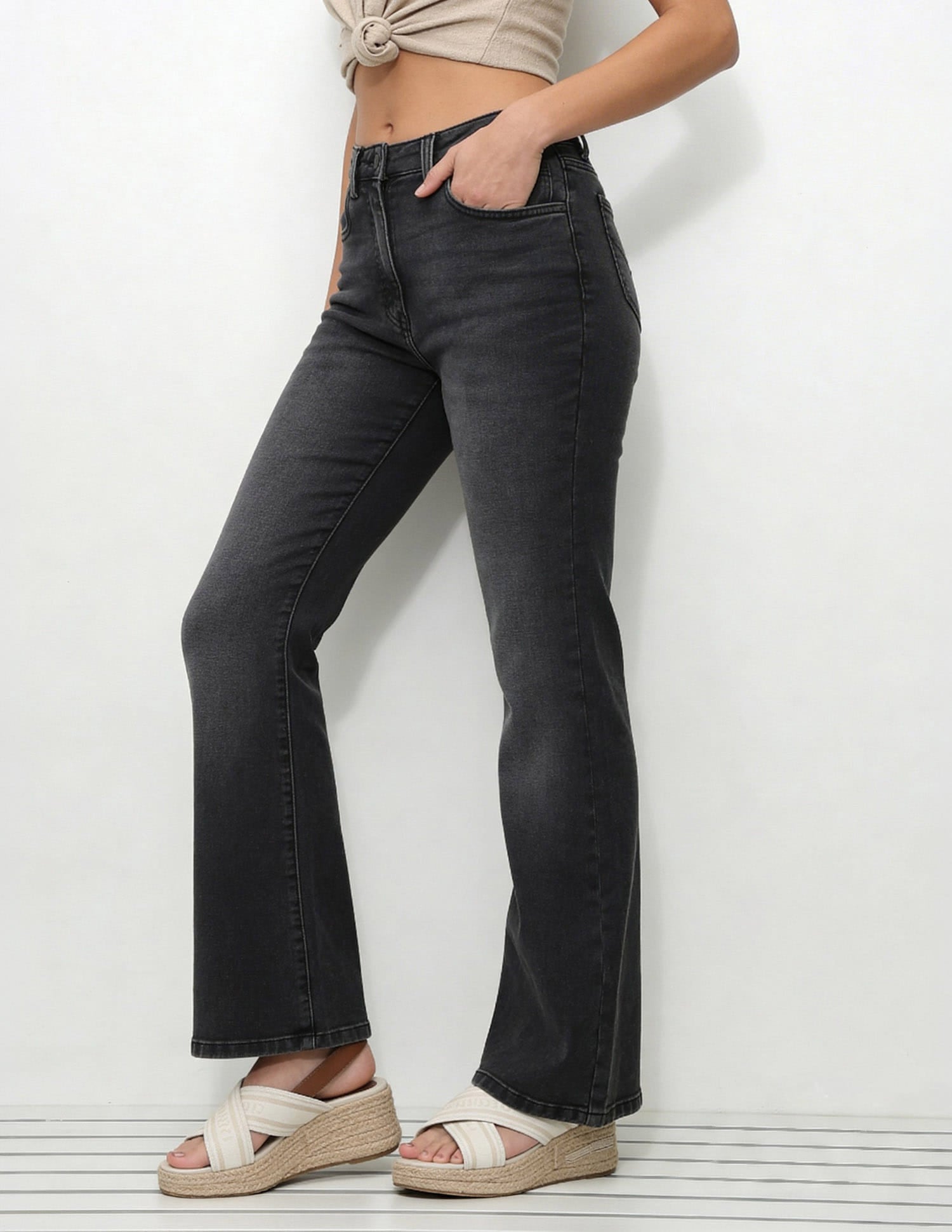 High Rise Bootcut Jeans Grey - U.S. Polo Assn. India | Large