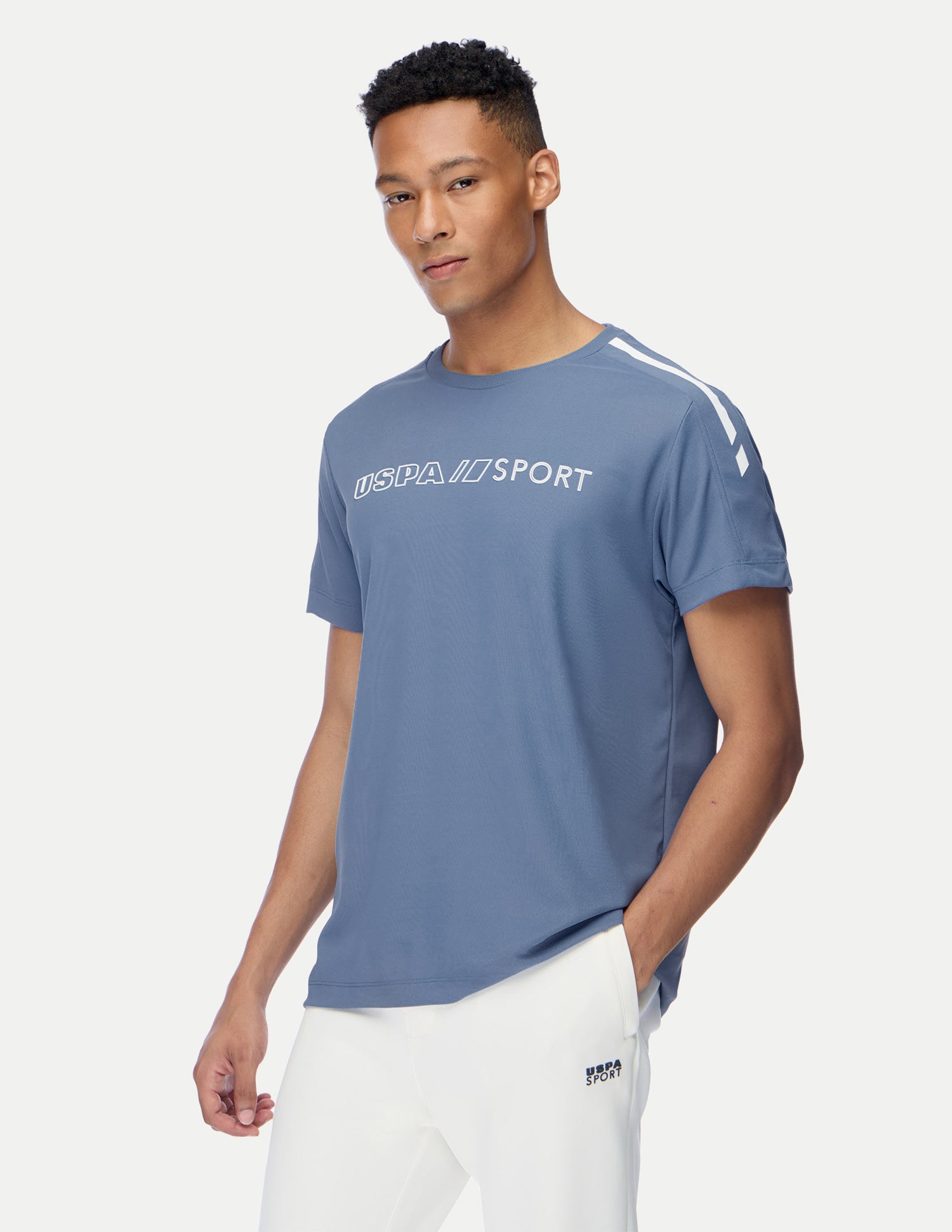 Brand Embossed Regular Fit Active T-Shirt Blue - U.S. Polo Assn. India | Large