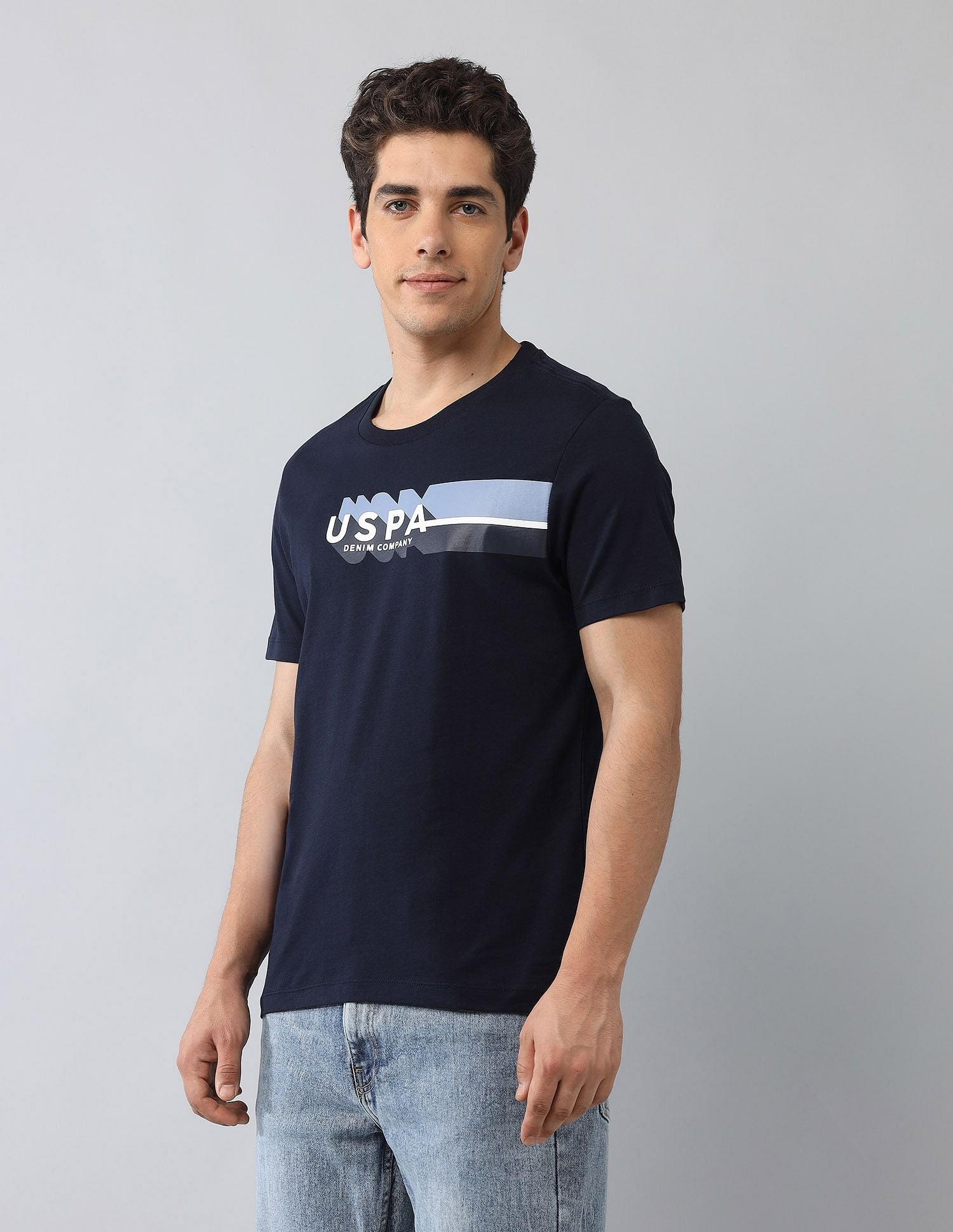 Muscle Fit Brand Printed T-Shirt Navy - U.S. Polo Assn. India | Large