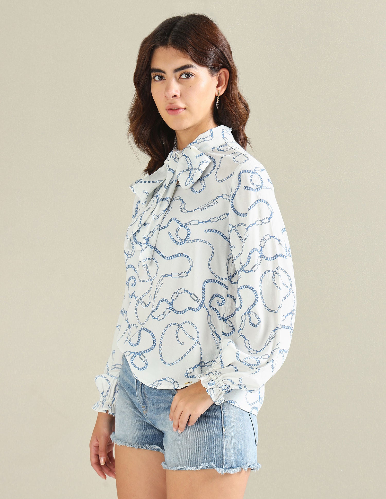 Bow Collar Moss Top White - U.S. POLO ASSN. | Large