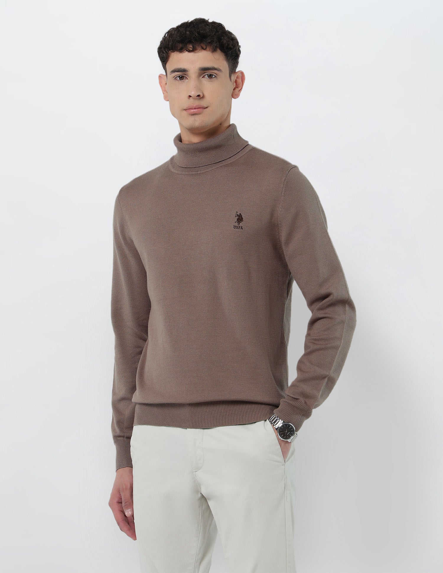 Turtleneck Regular Fit Sweater Light Brown - U.S. POLO ASSN. | Large