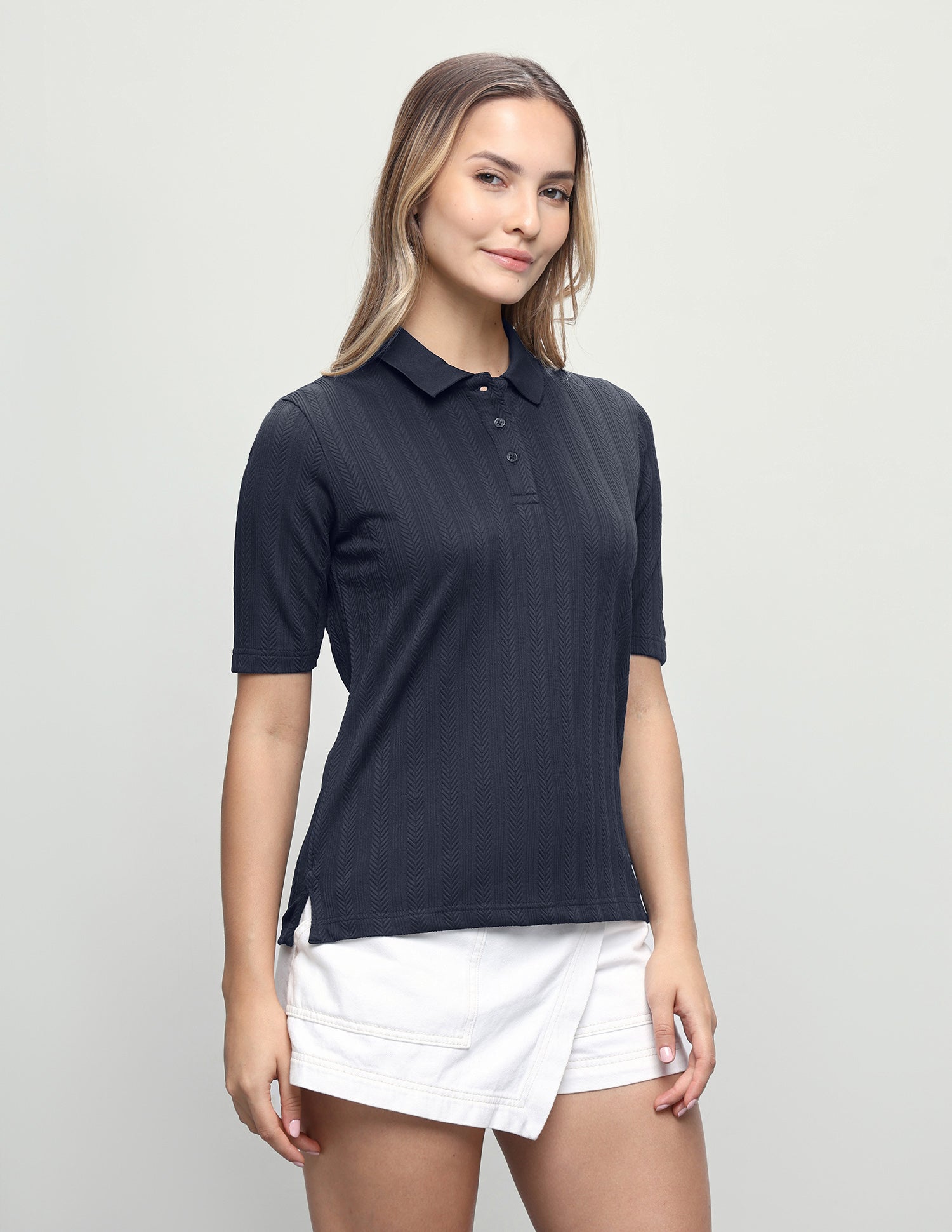 Textured Chevron Regular Fit Polo Shirt Navy - U.S. Polo Assn. India | Large