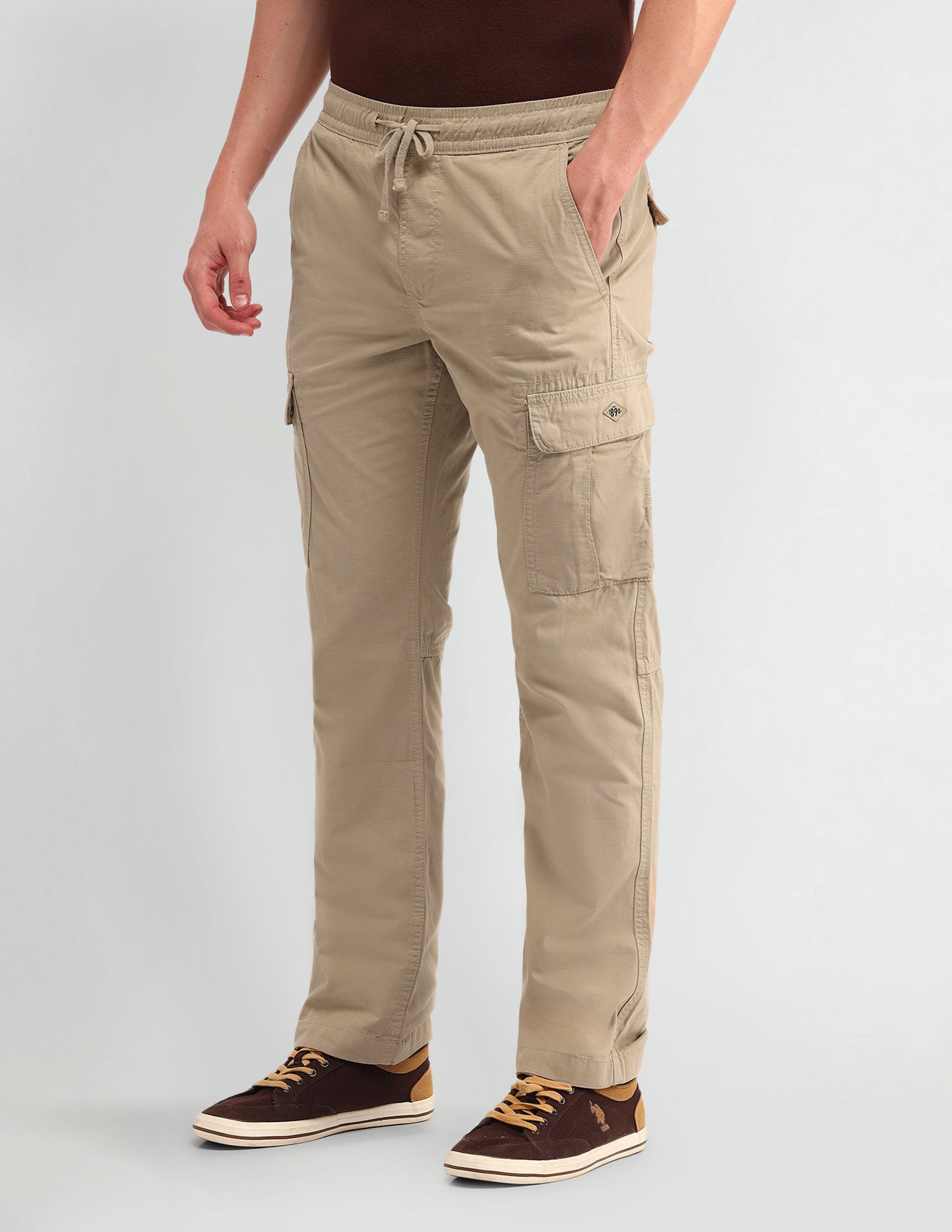 Straight Solid Trousers Stone - U.S. POLO ASSN. | Large