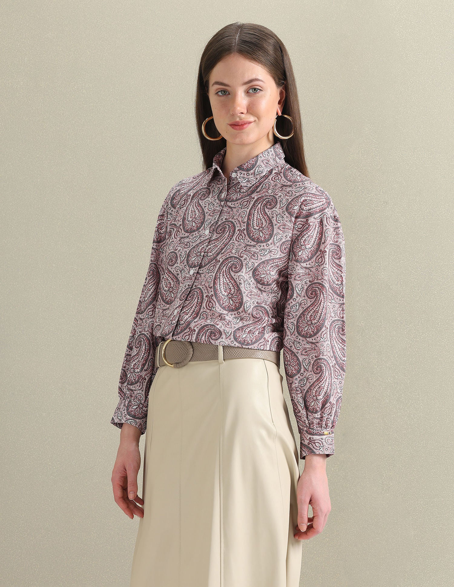 Pure Cotton Paisley Shirt Brown - U.S. Polo Assn. India | Large
