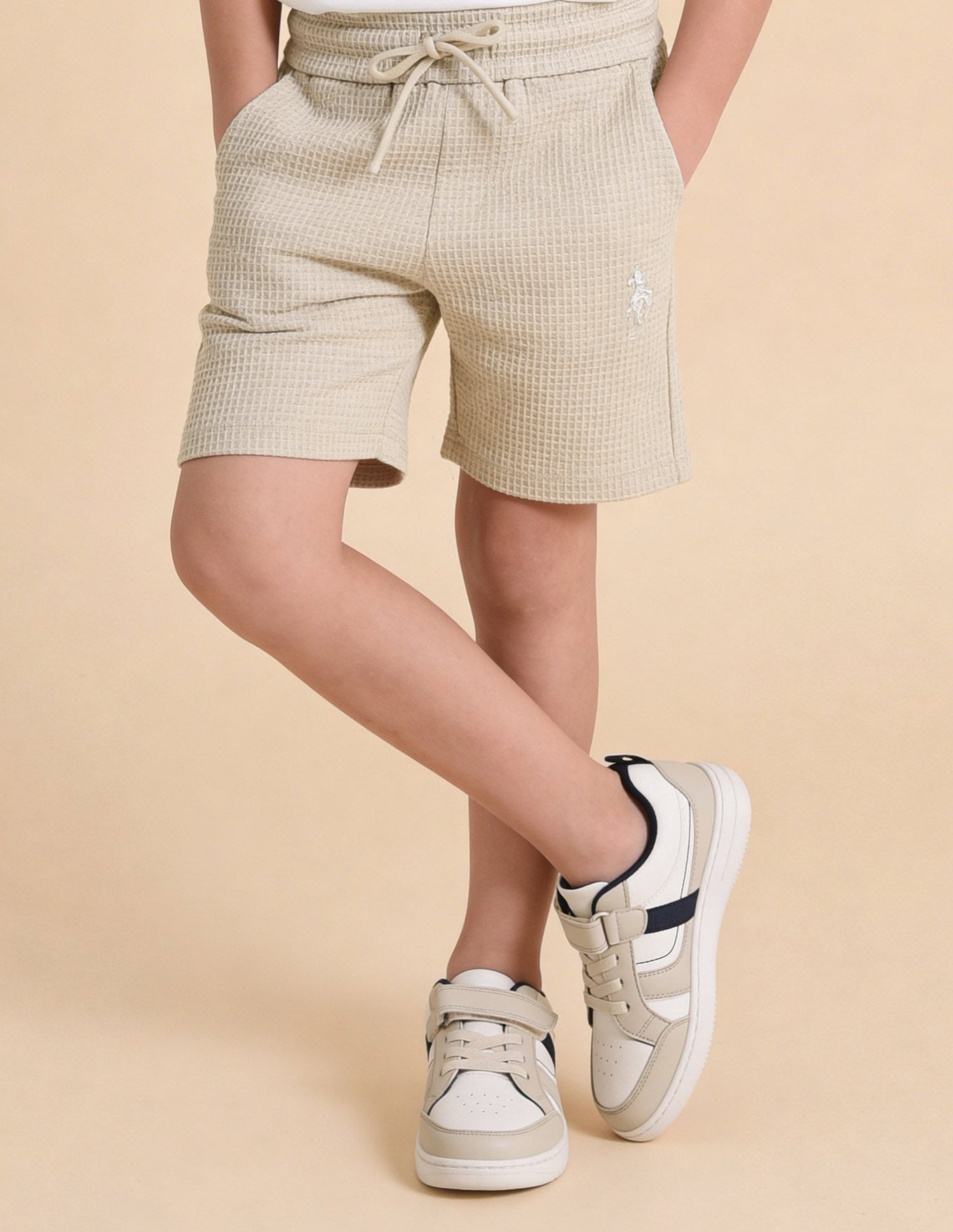 Textured Regular Fit Shorts Beige - U.S. Polo Assn. India | Large