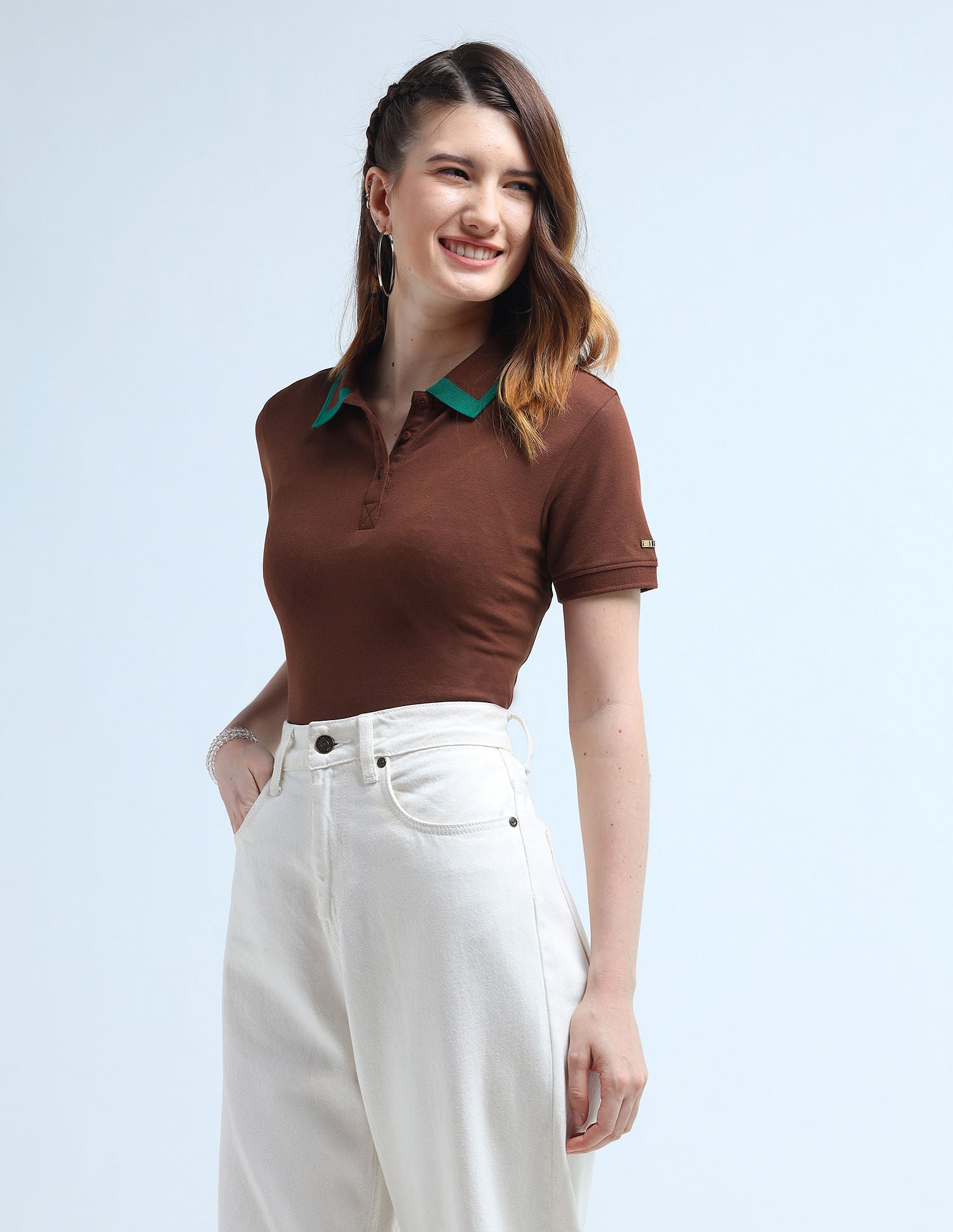 Metal Branding Solid Polo Shirt Brown - U.S. POLO ASSN. | Large