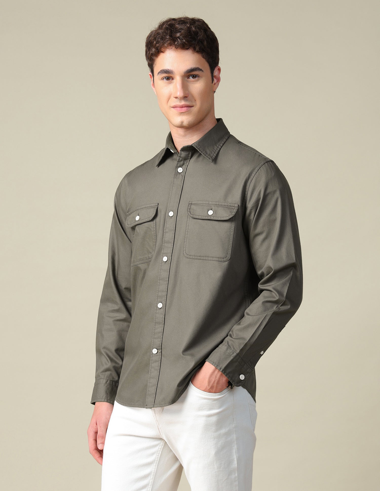 Twill Regular Fit Shirt Brown - U.S. Polo Assn. India | Large