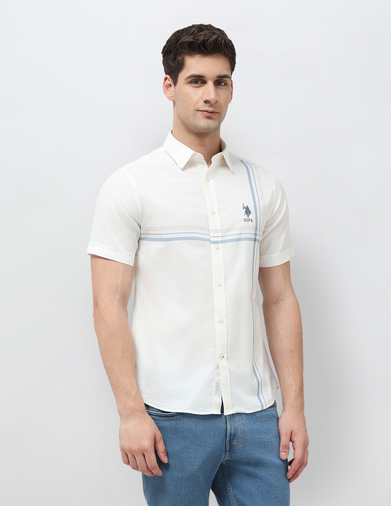 Vertical Striped Tailored Fit Shirt White - U.S. Polo Assn. India | Large