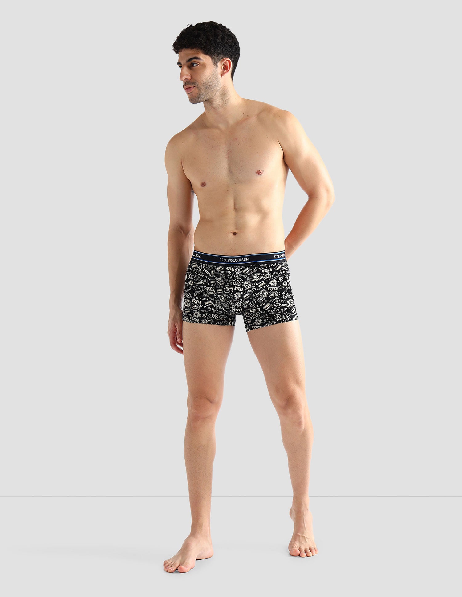 Elasticized Waist Printed I616 Trunks - Pack Of 2 Black and Tile Blue - U.S. POLO ASSN. | Large