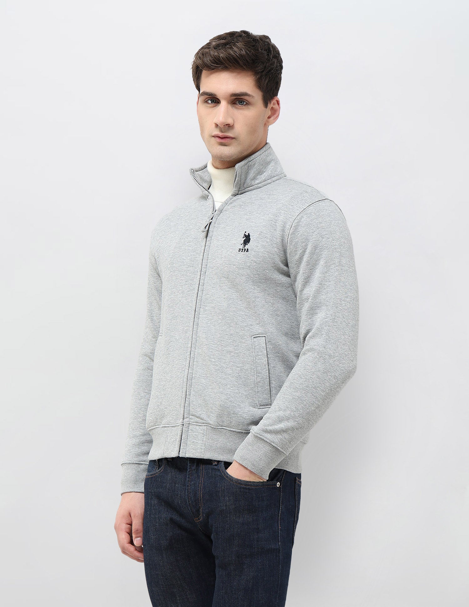 Heathered Regular Fit Sweatshirt Grey - U.S. POLO ASSN. | Large