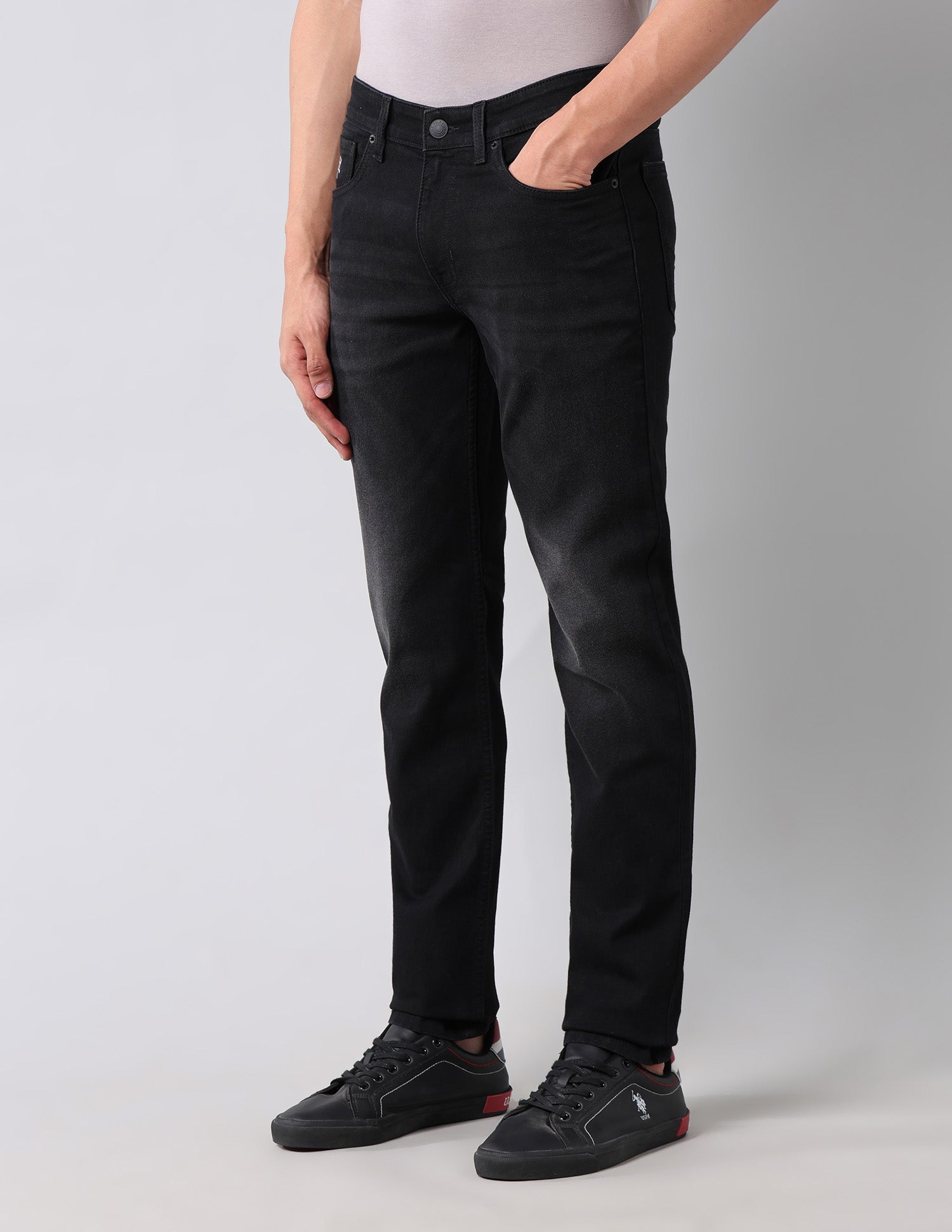 Brandon Slim Tapered Fit Black Jeans Black - U.S. Polo Assn. India | Large