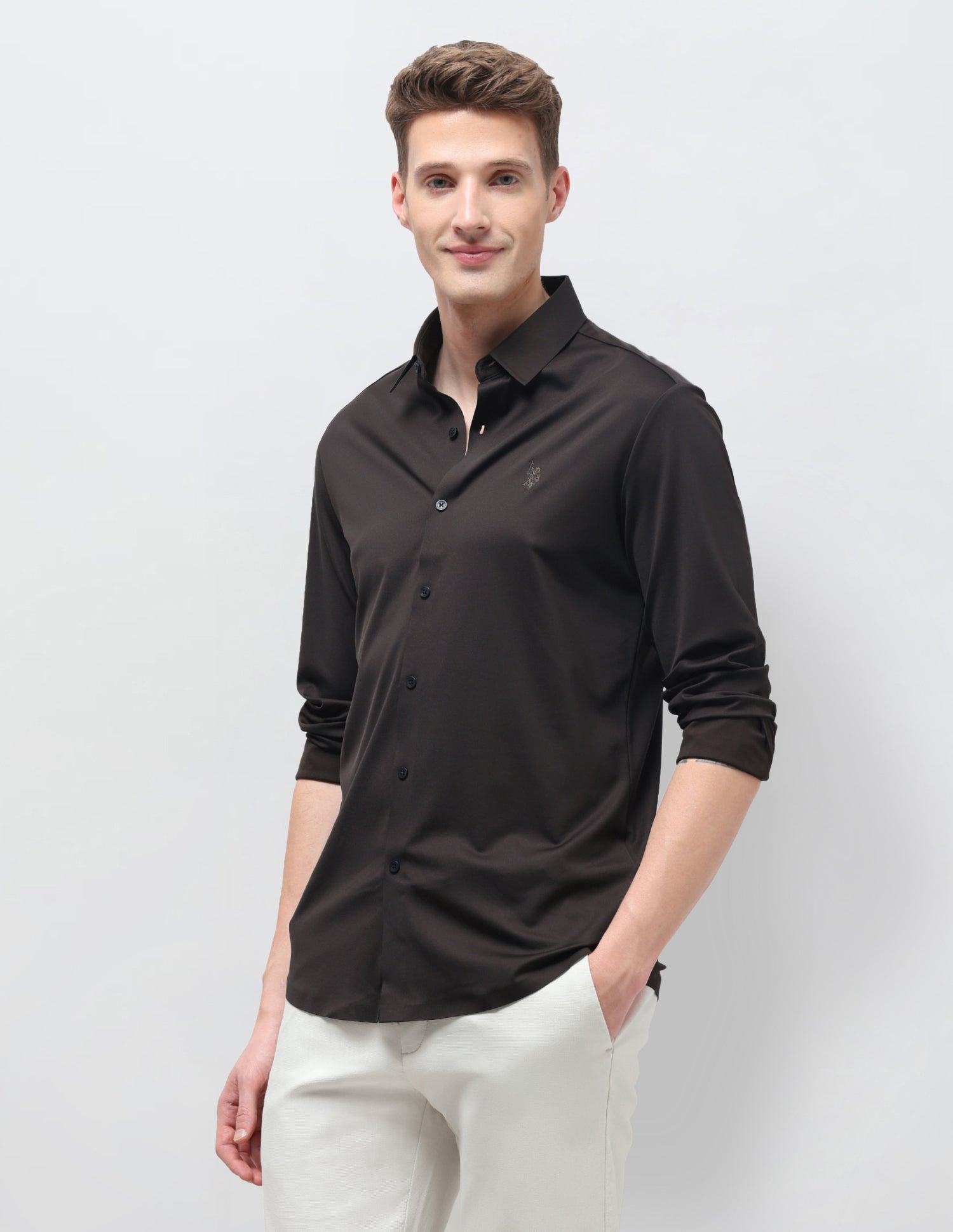 Solid Knitted Shirt Choco - U.S. Polo Assn. India | Large