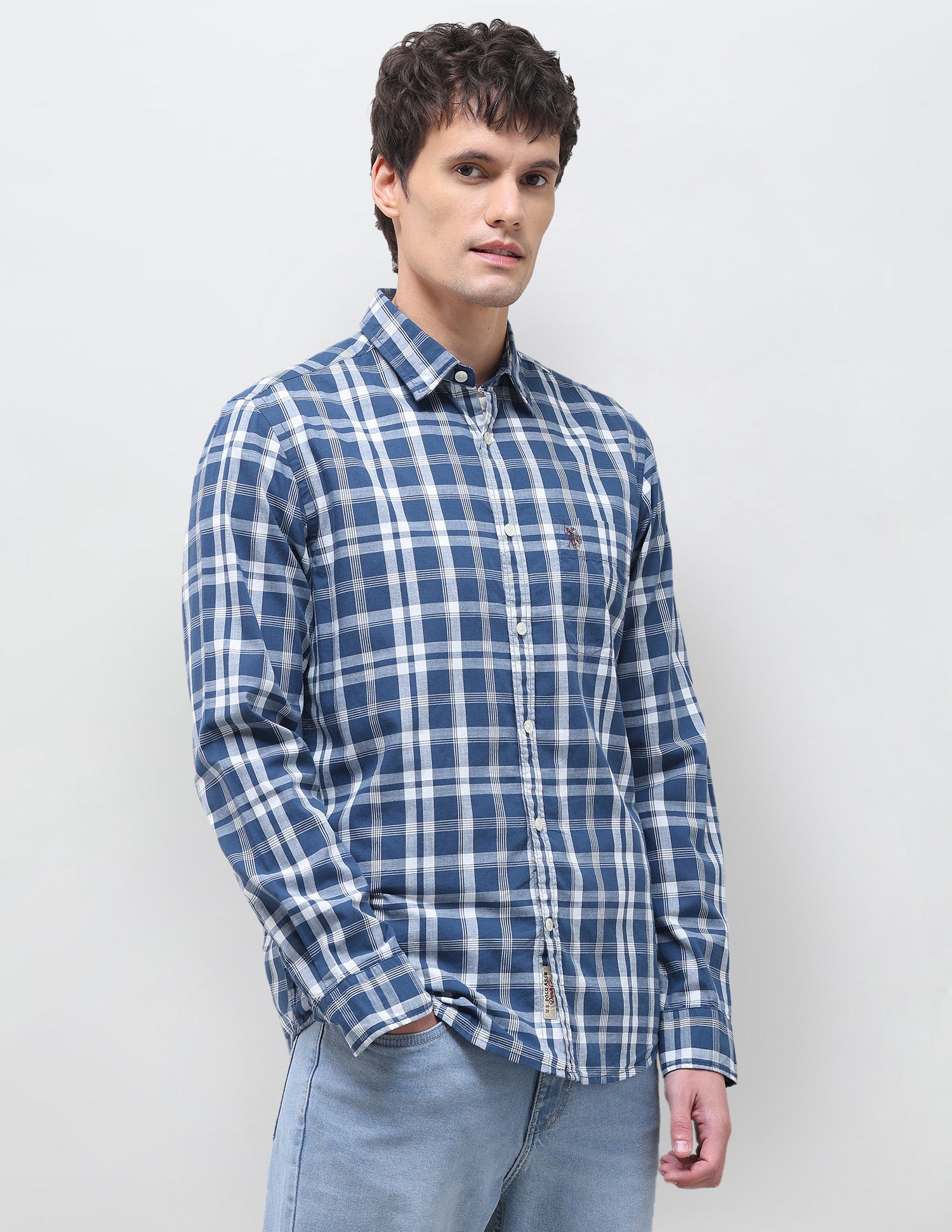 Tartan Checked Regular Fit Shirt Blue - U.S. Polo Assn. India | Large