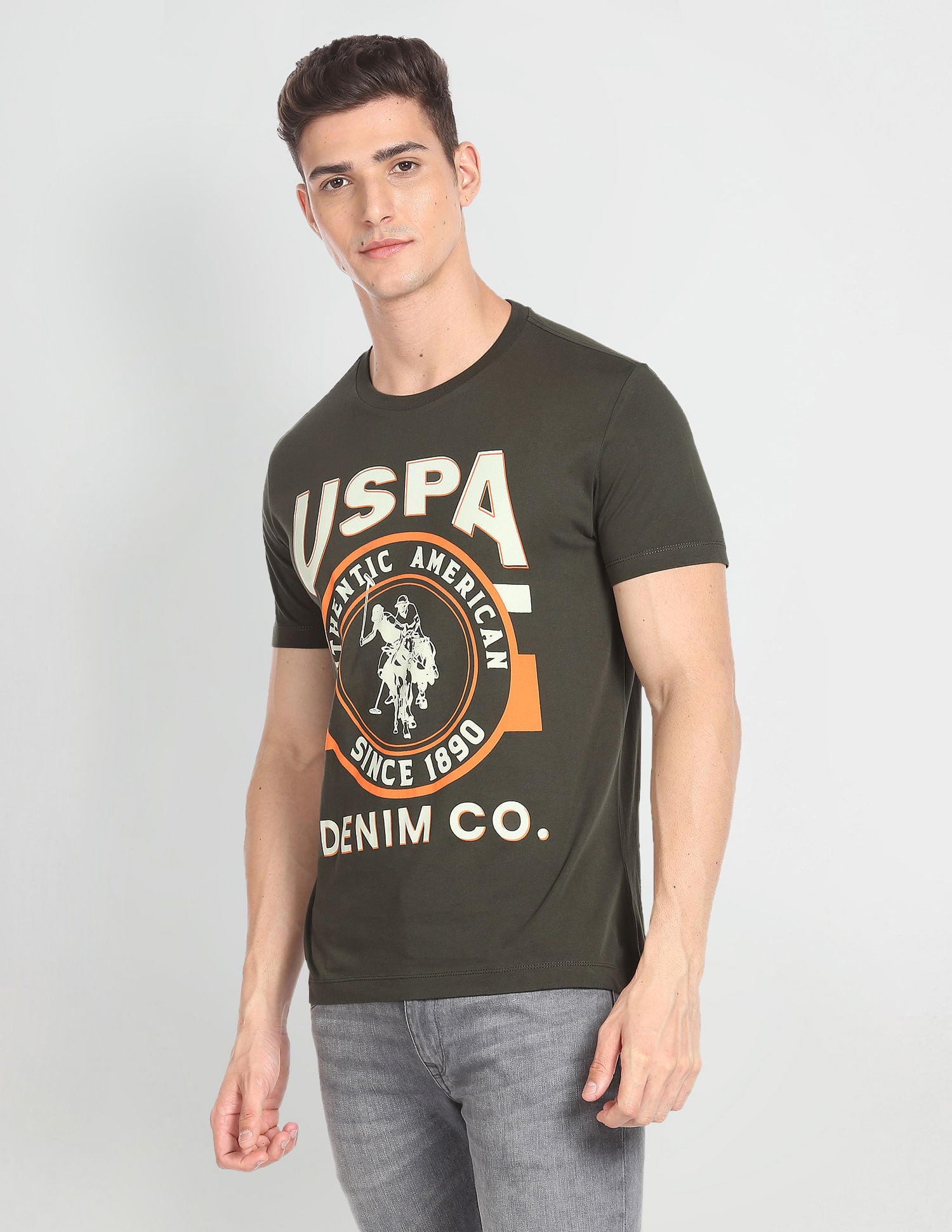 Slim Fit Crew Neck T-Shirt Olive - U.S. POLO ASSN. | Large