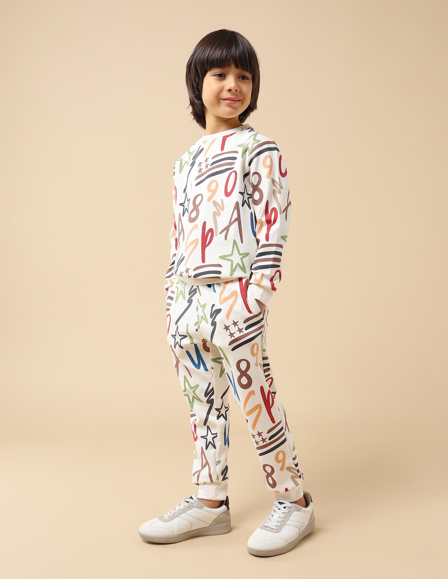 Boys Graphic Printed Regular Fit Sweatshirt Off White - U.S. POLO ASSN. | Large