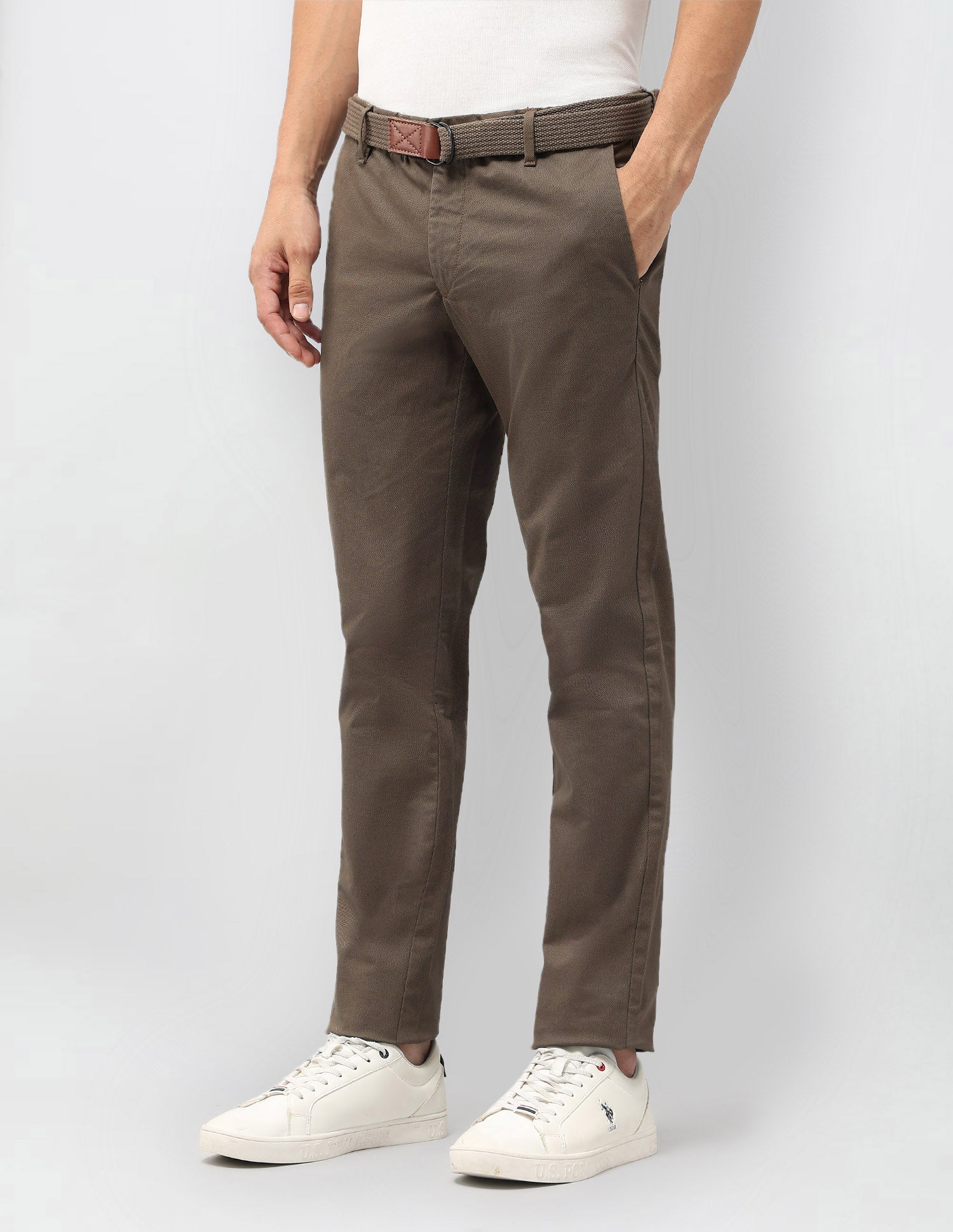 Denver Slim Fit Satin Trousers Brown - U.S. Polo Assn. India | Large