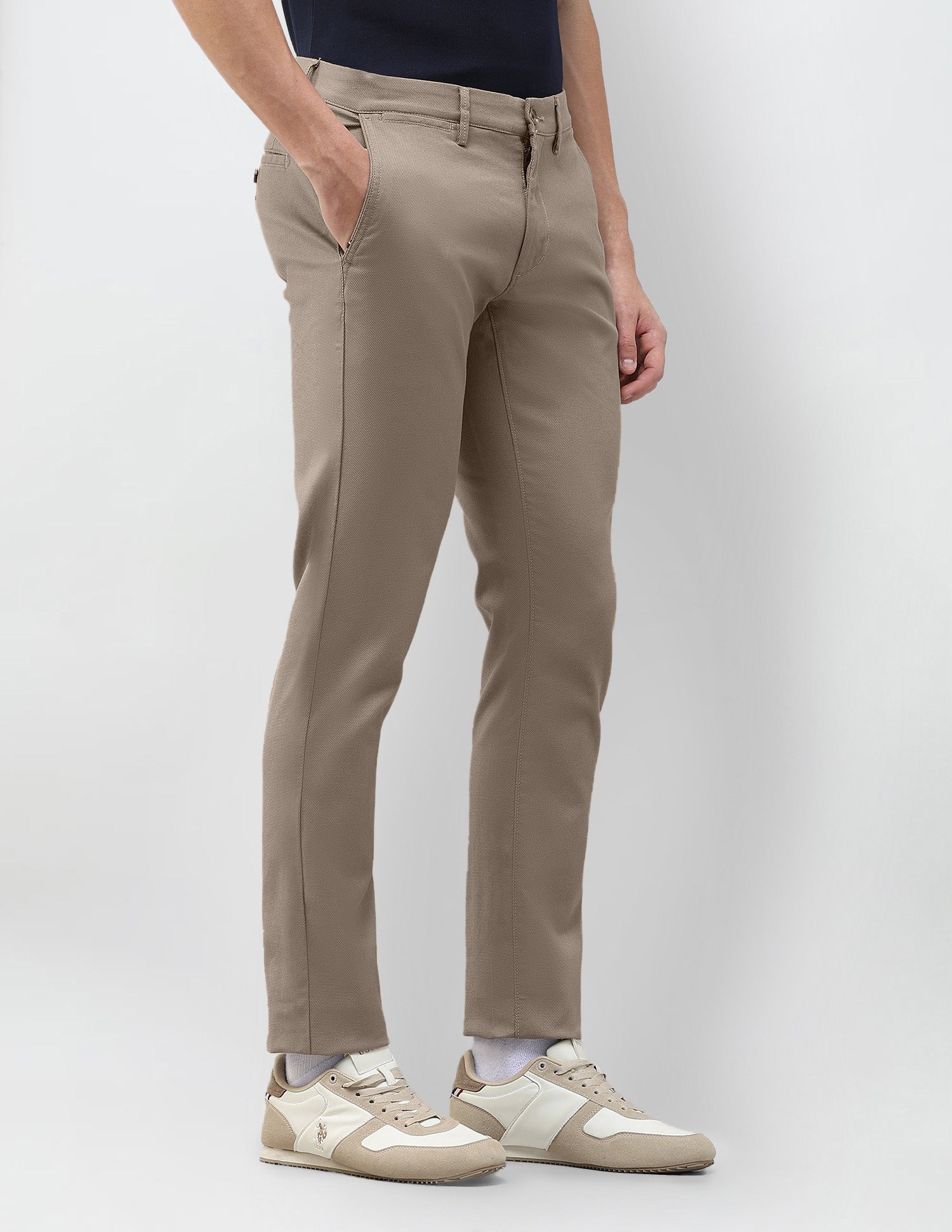 Austin Slim Fit Dobby Trousers Dark Brown - U.S. Polo Assn. India | Large