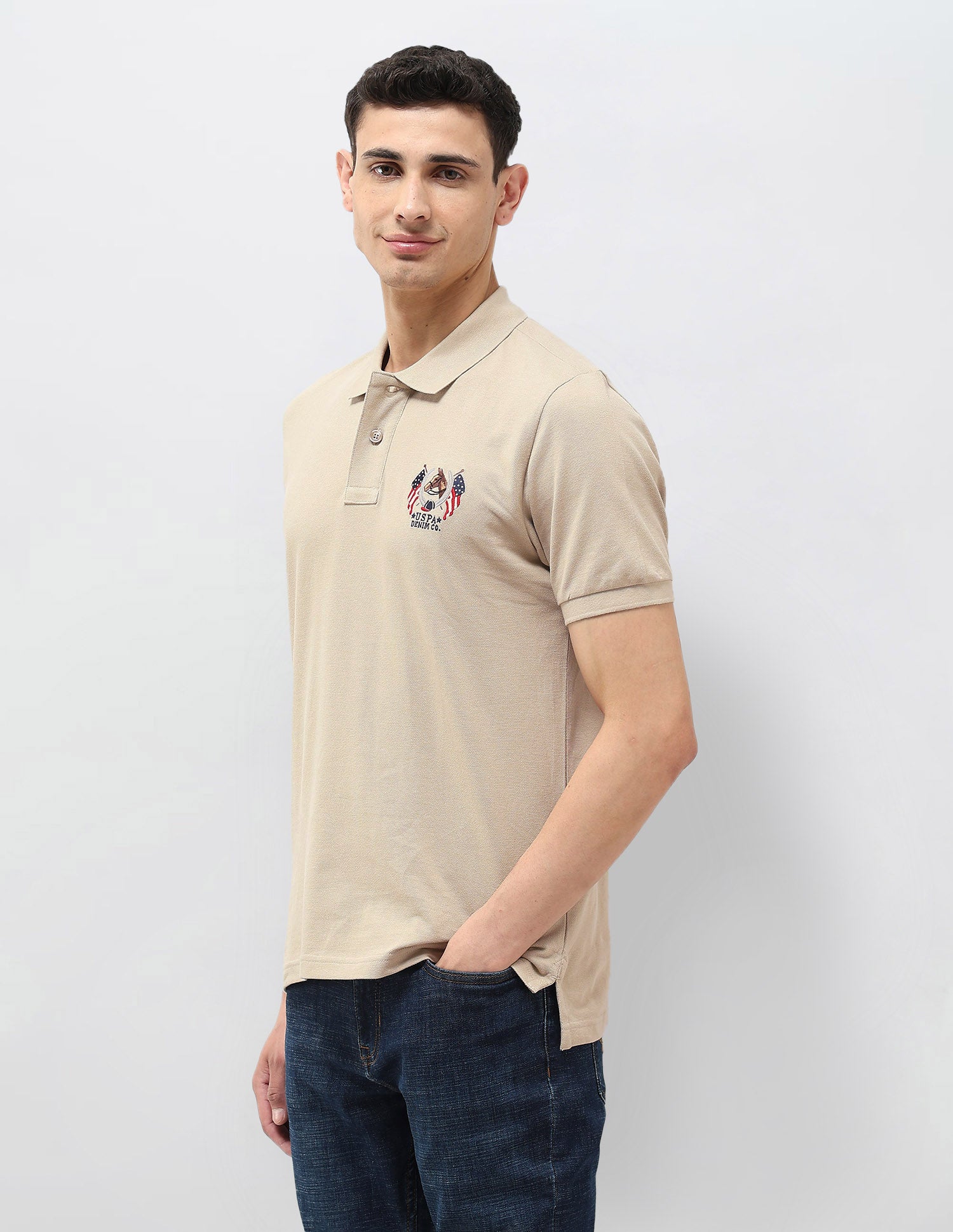 Solid Muscle Fit Polo Shirt Stone - U.S. POLO ASSN. | Large