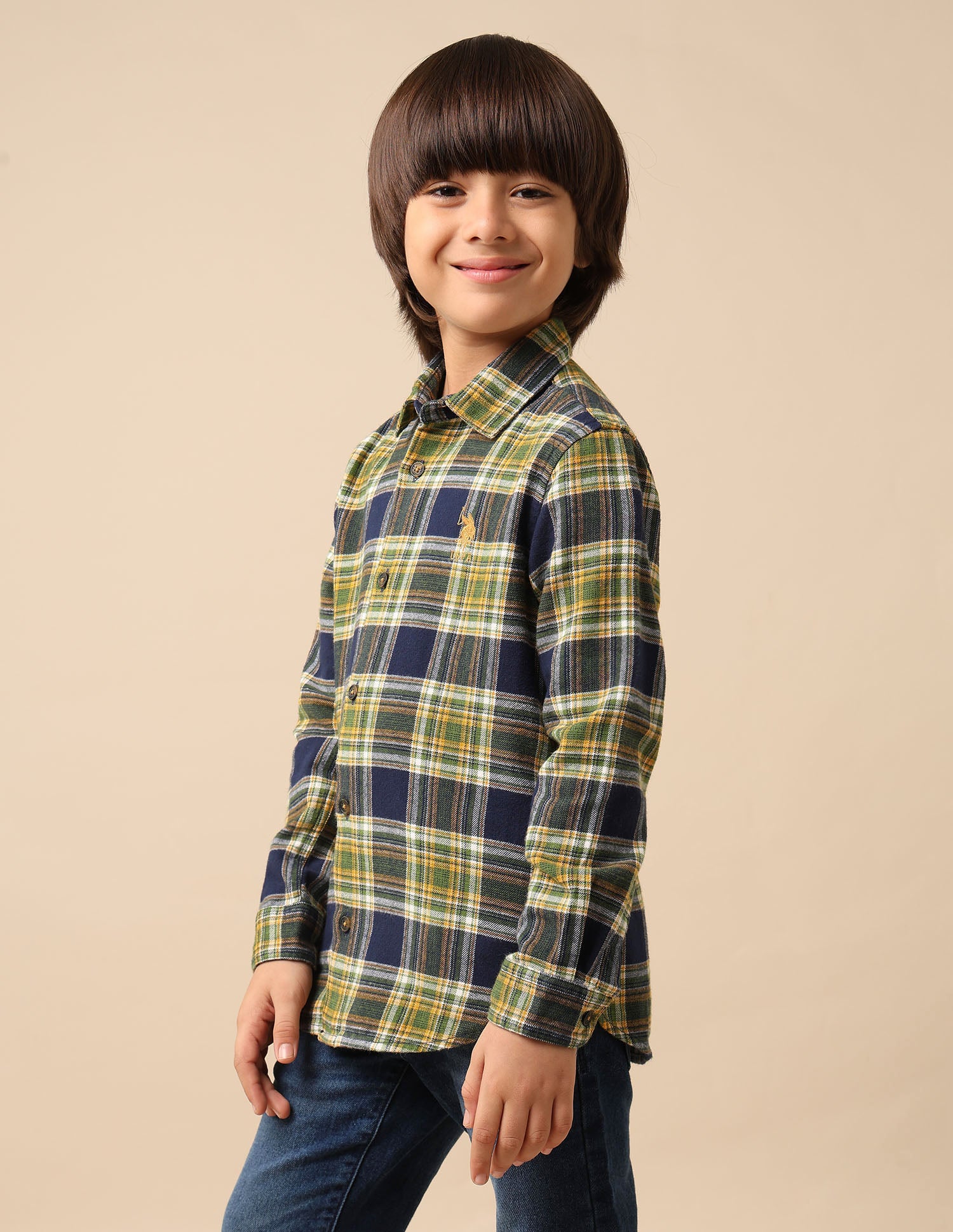 Boys All Over Printed Twill Shirt Navy - U.S. POLO ASSN. | Large