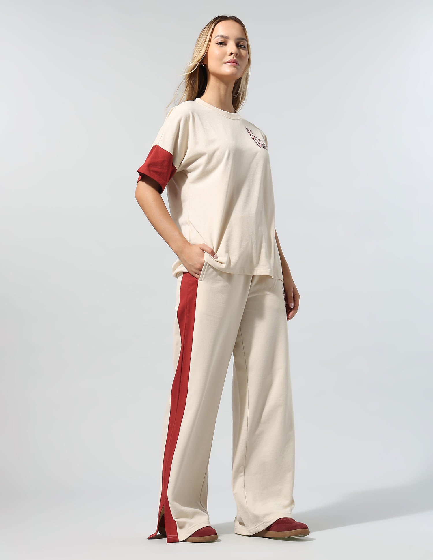 Polo Collar T-Shirt With Wide Leg Pants White - U.S. Polo Assn. India | Large