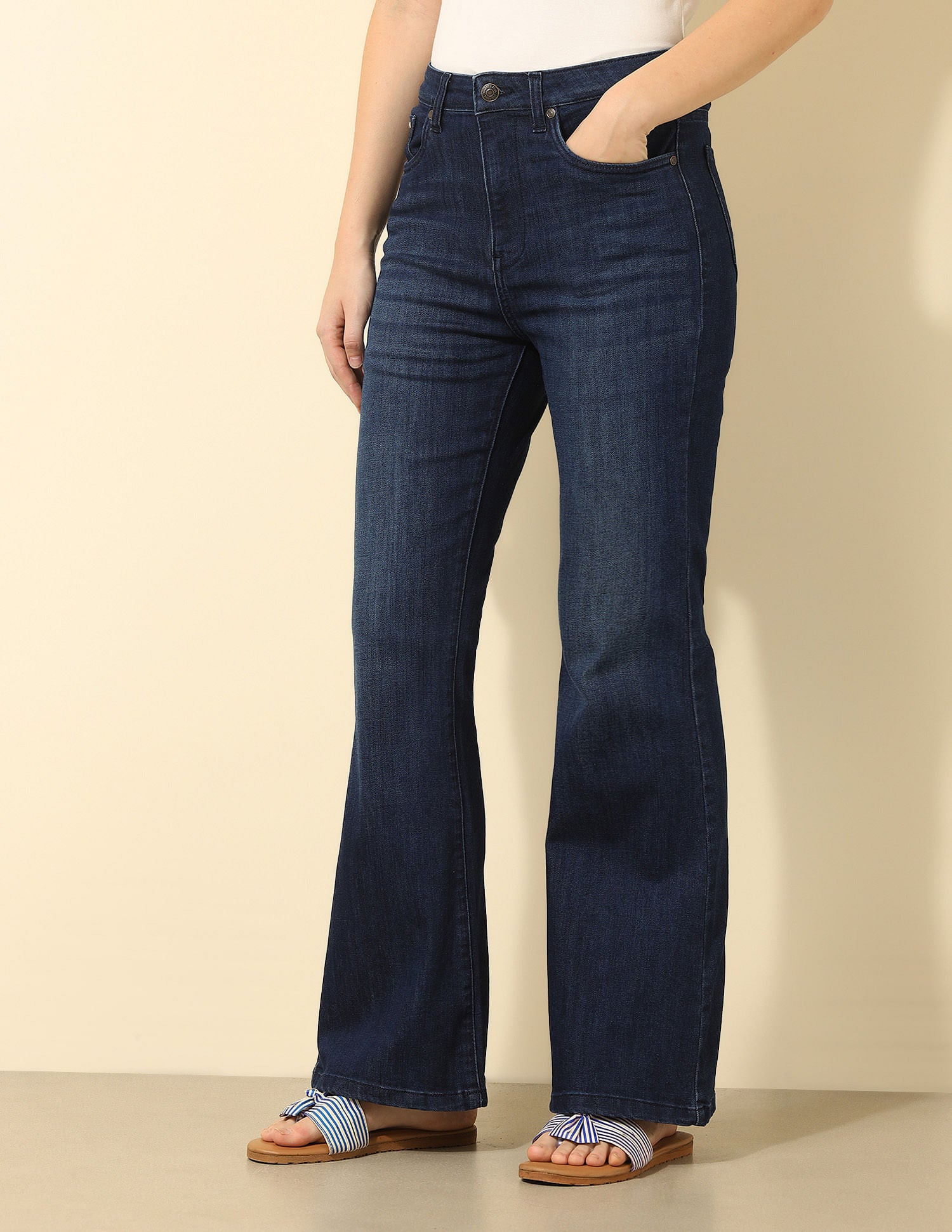 High Rise Flared Fit Jeans Dark Blue - U.S. POLO ASSN. | Large