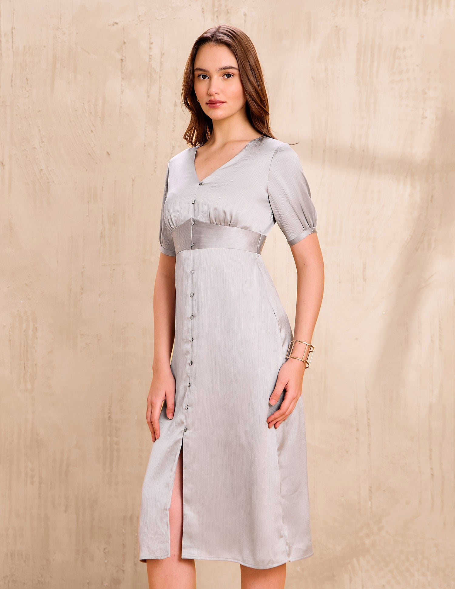 Solid V-neck A-lineDress Grey - U.S. POLO ASSN. | Large