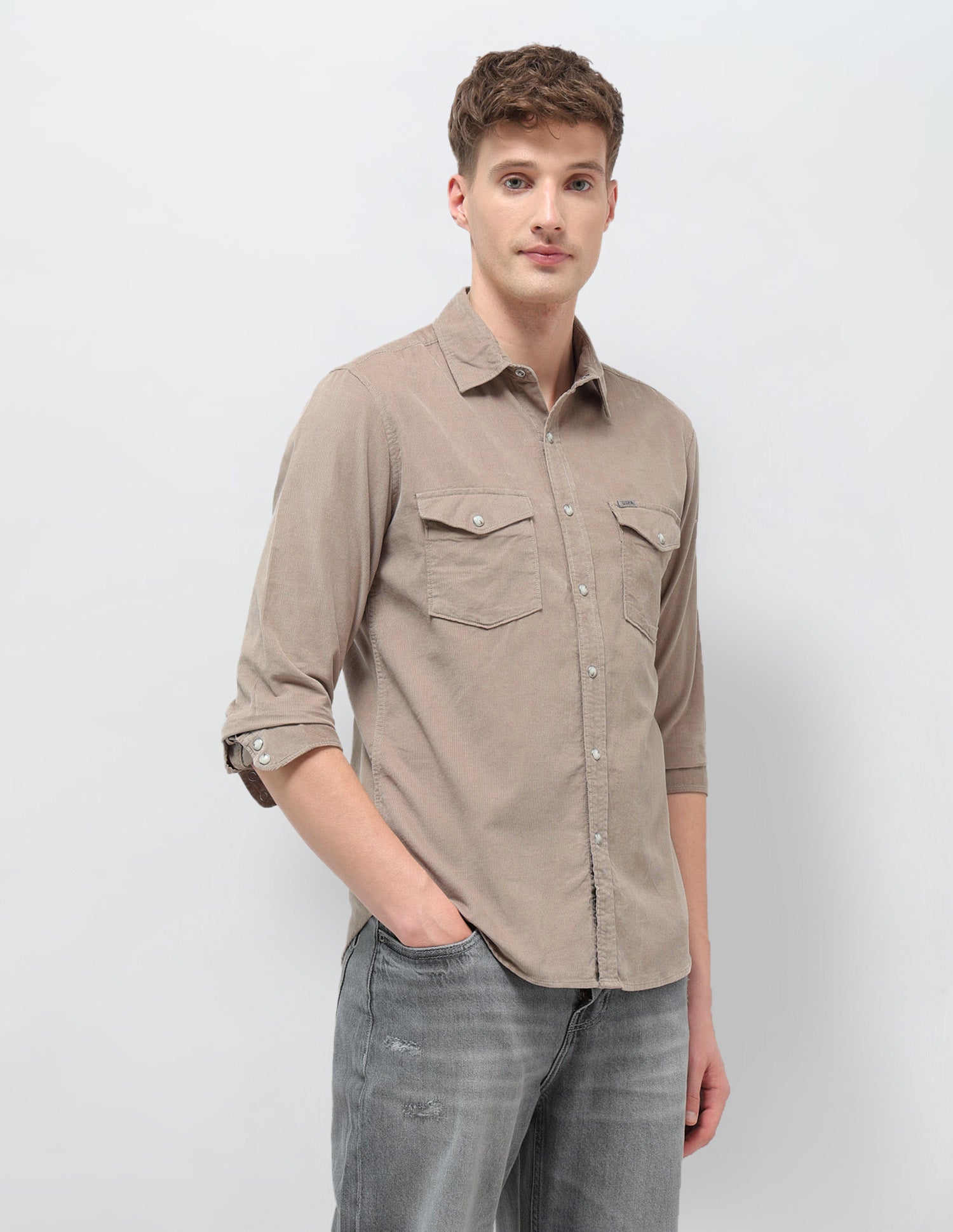 Corduroy Slim Fit Shirt Khaki - U.S. POLO ASSN. | Large