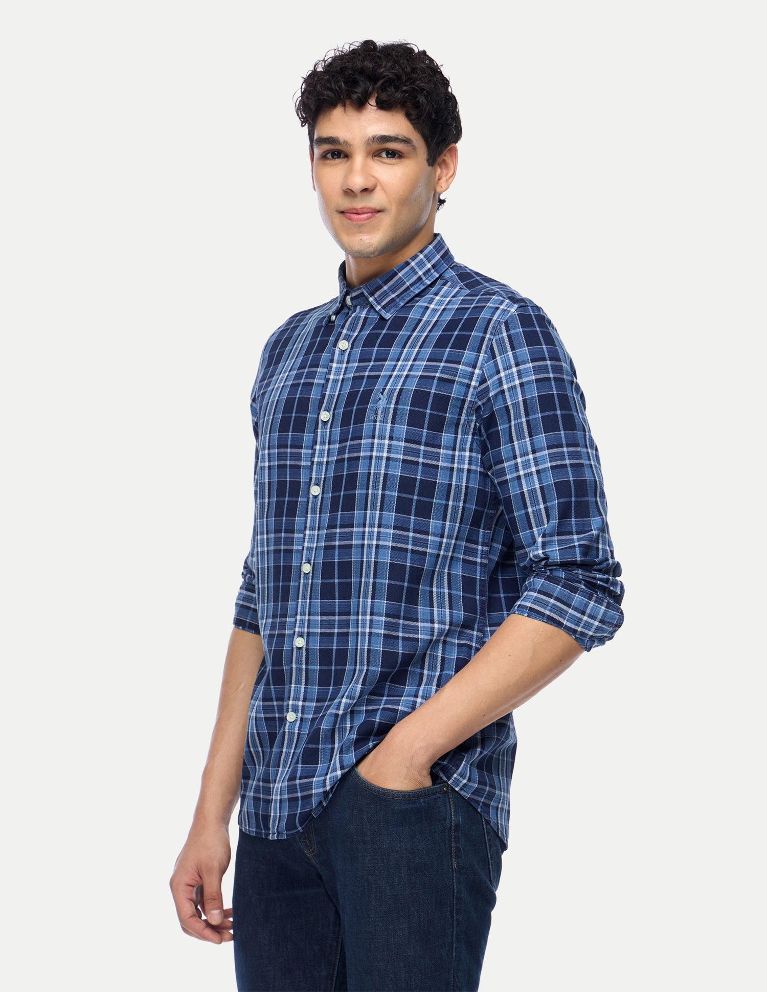 Tartan Checked Regular Fit Shirt Indigo - U.S. Polo Assn. India | Large