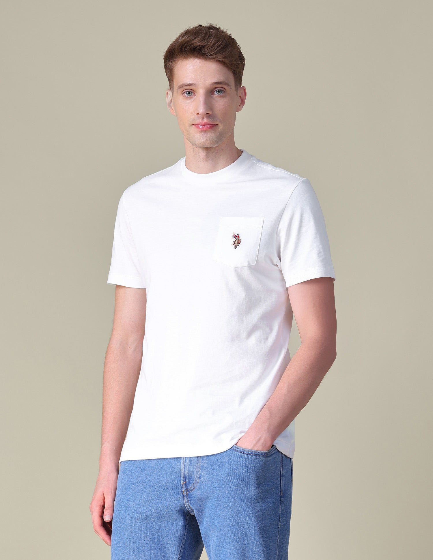 Solid Slim Fit T-Shirt Ivory - U.S. POLO ASSN. | Large