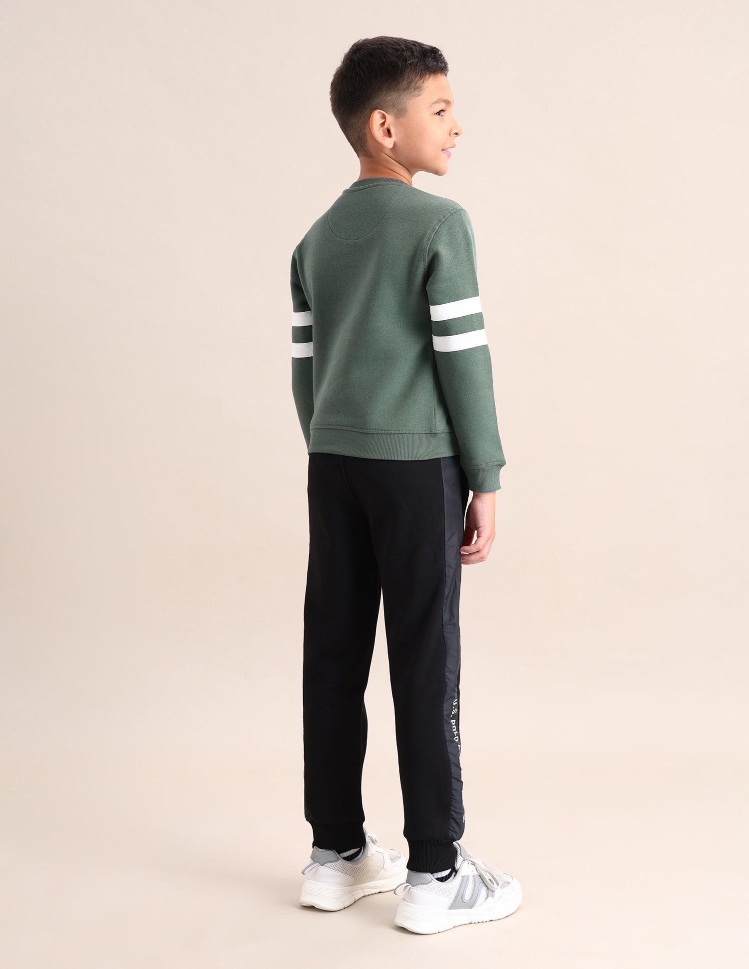 Boys Brand Printed Regular Fit Sweatshirt Light Olive - U.S. POLO ASSN. | Large