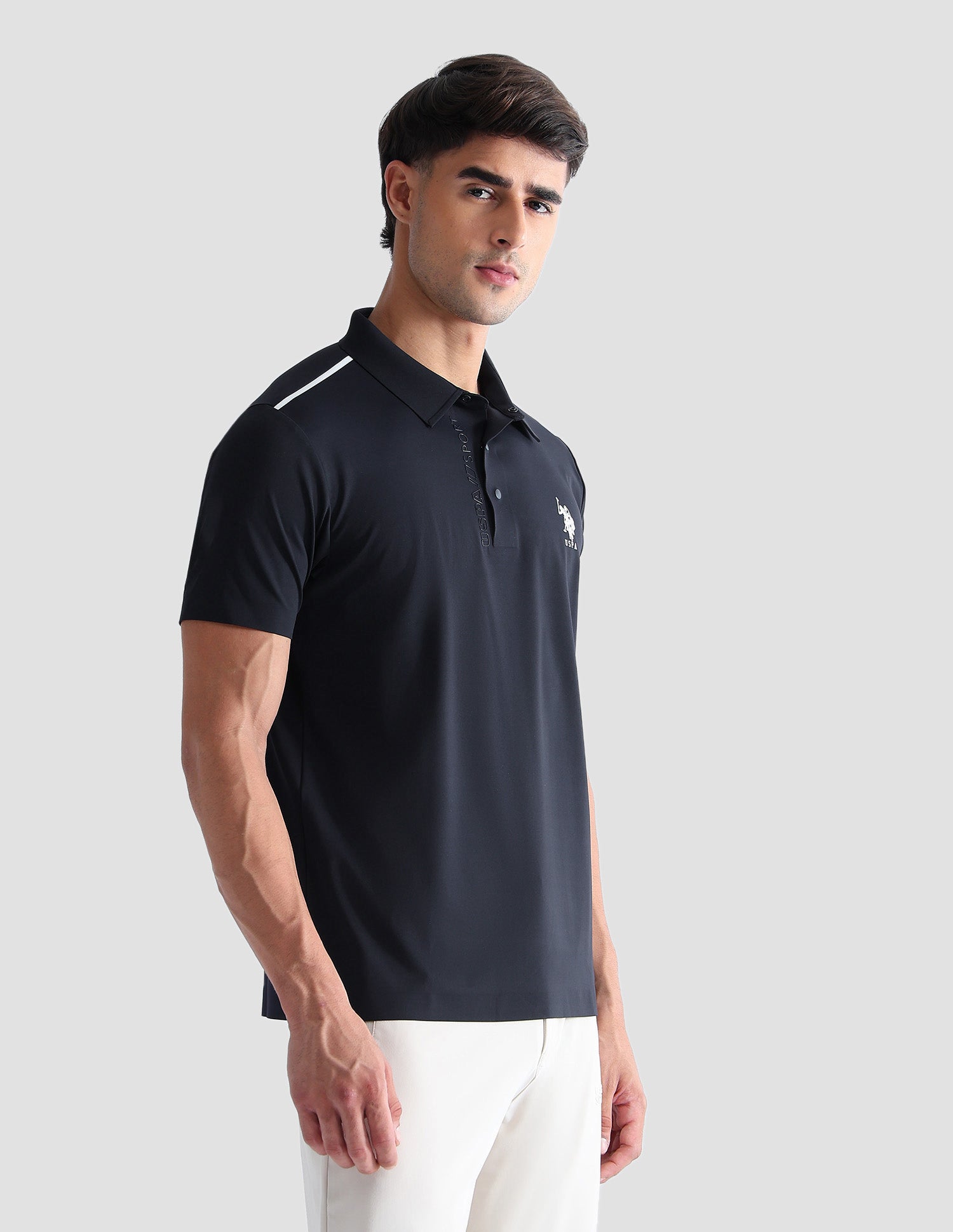 Solid Regular Fit Active Polo Shirt Navy - U.S. POLO ASSN. | Large
