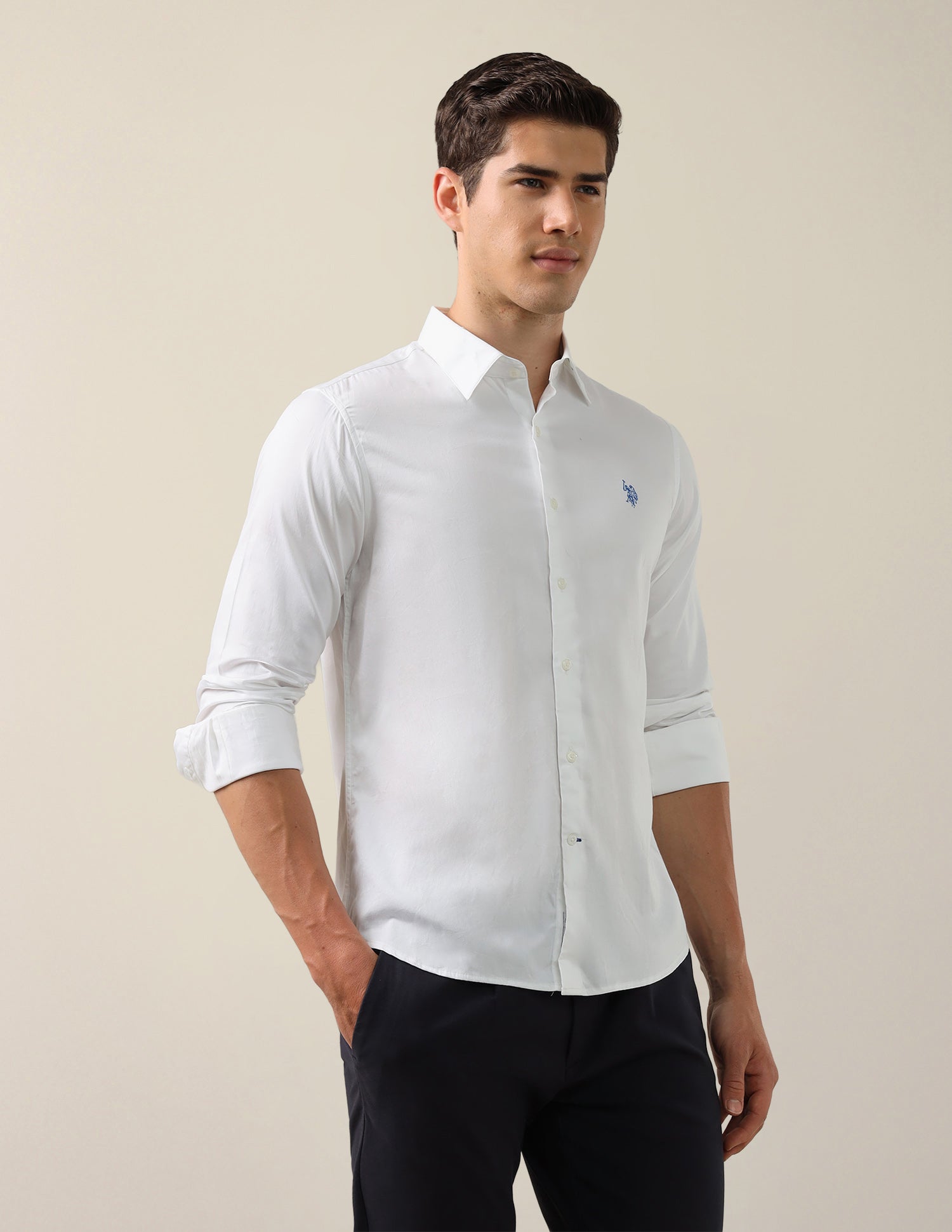 Satin Tailored Fit Shirt White - U.S. Polo Assn. India | Large