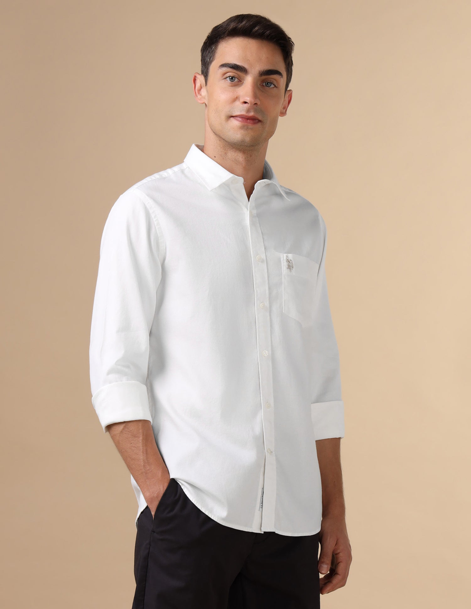 Dobby Pure Cotton Shirt White - U.S. POLO ASSN. | Large