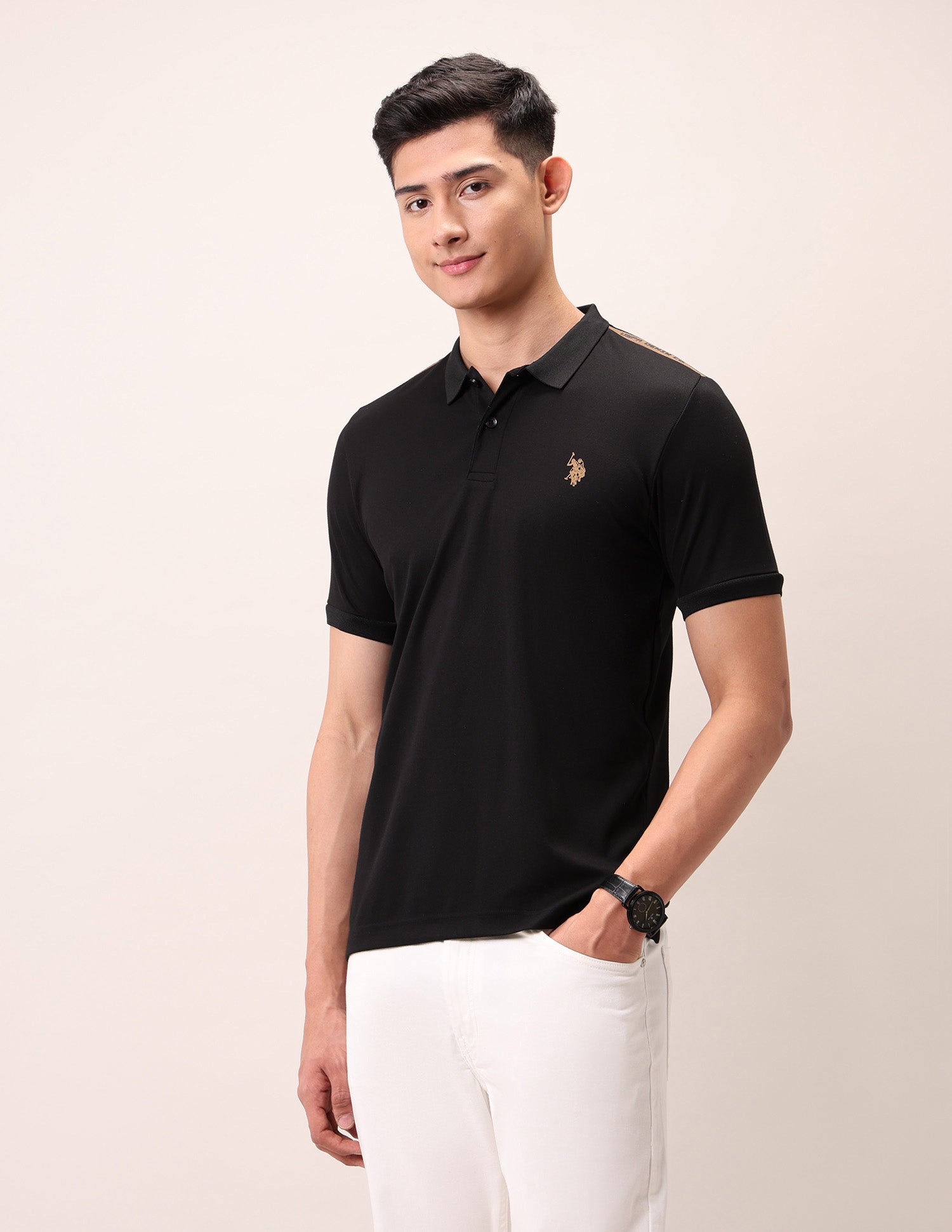 Muscle Fit Outdoor Polo Shirt Black - U.S. Polo Assn. India | Large
