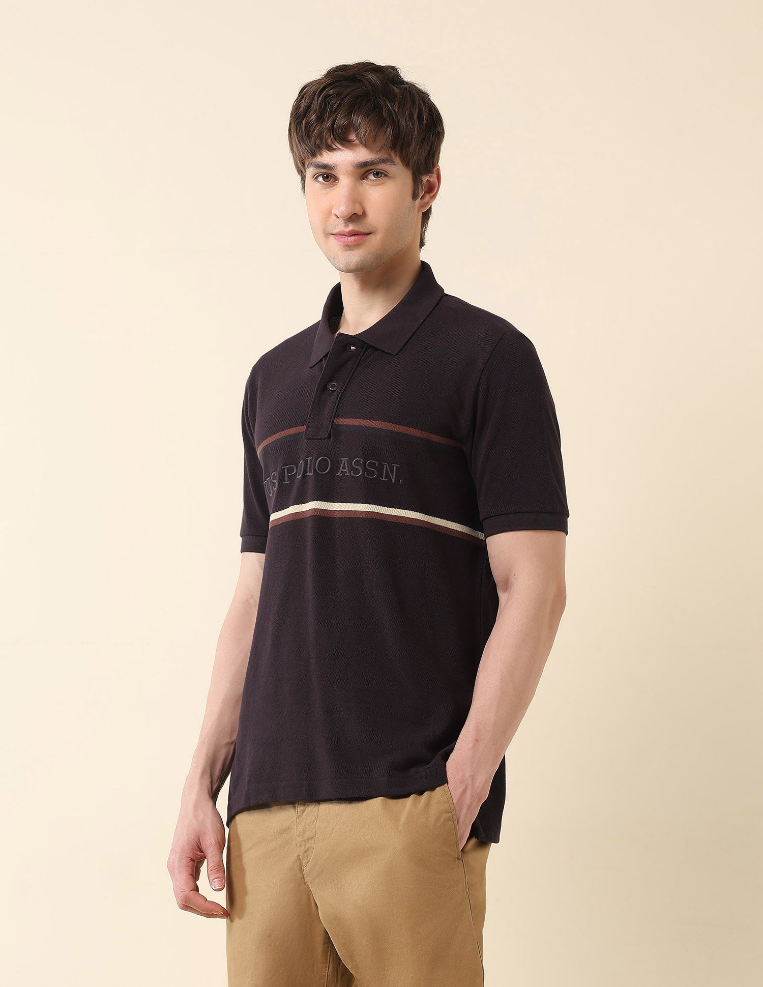 Brand Embroidered Classic Polo Shirt Dark Brown - U.S. POLO ASSN. | Large